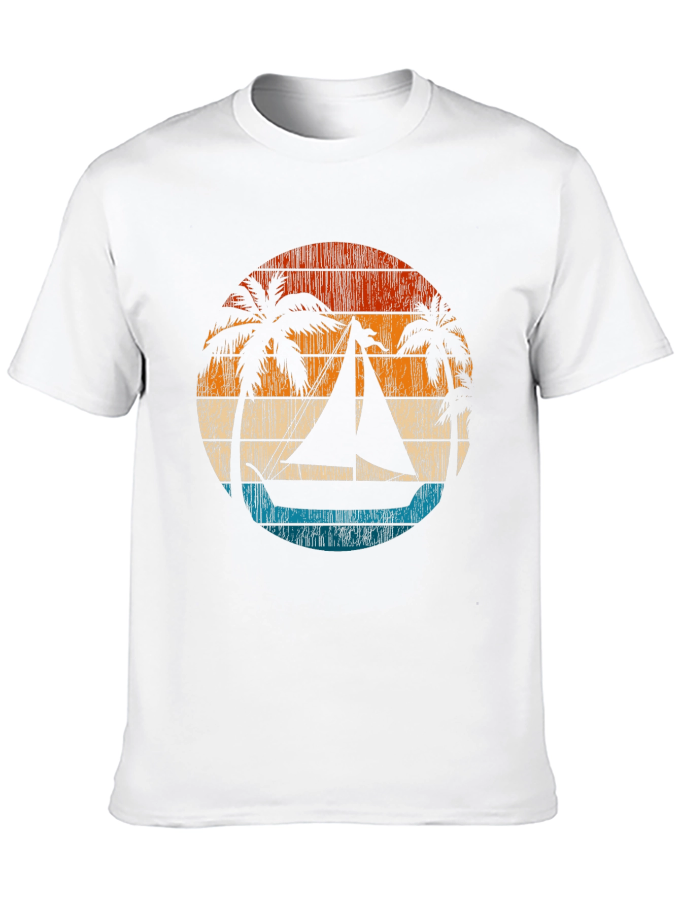 Retro Sunset Sailboat Graphic T-Shirt