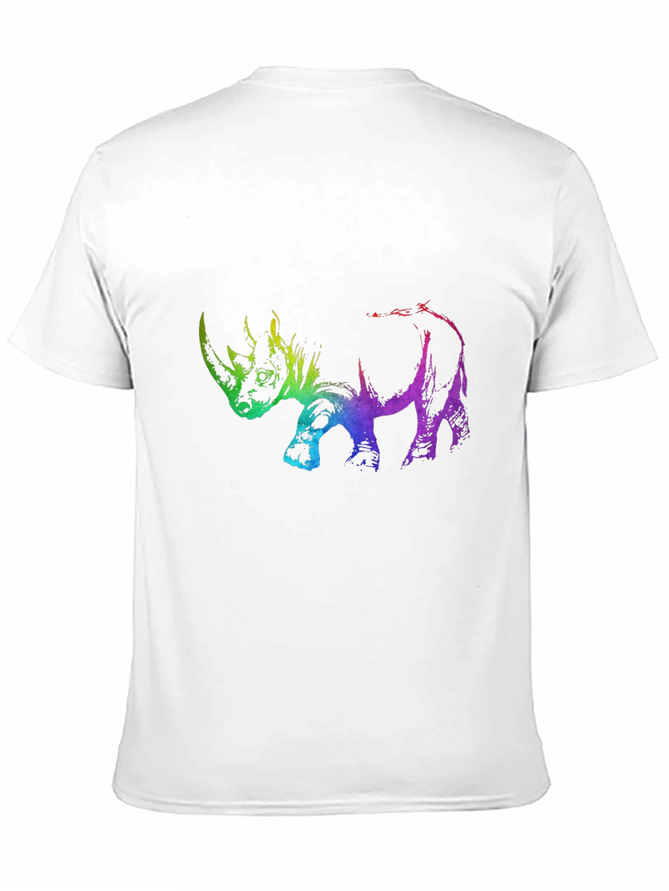Rainbow Rhino Graphic Tee - Black Cotton T-Shirt