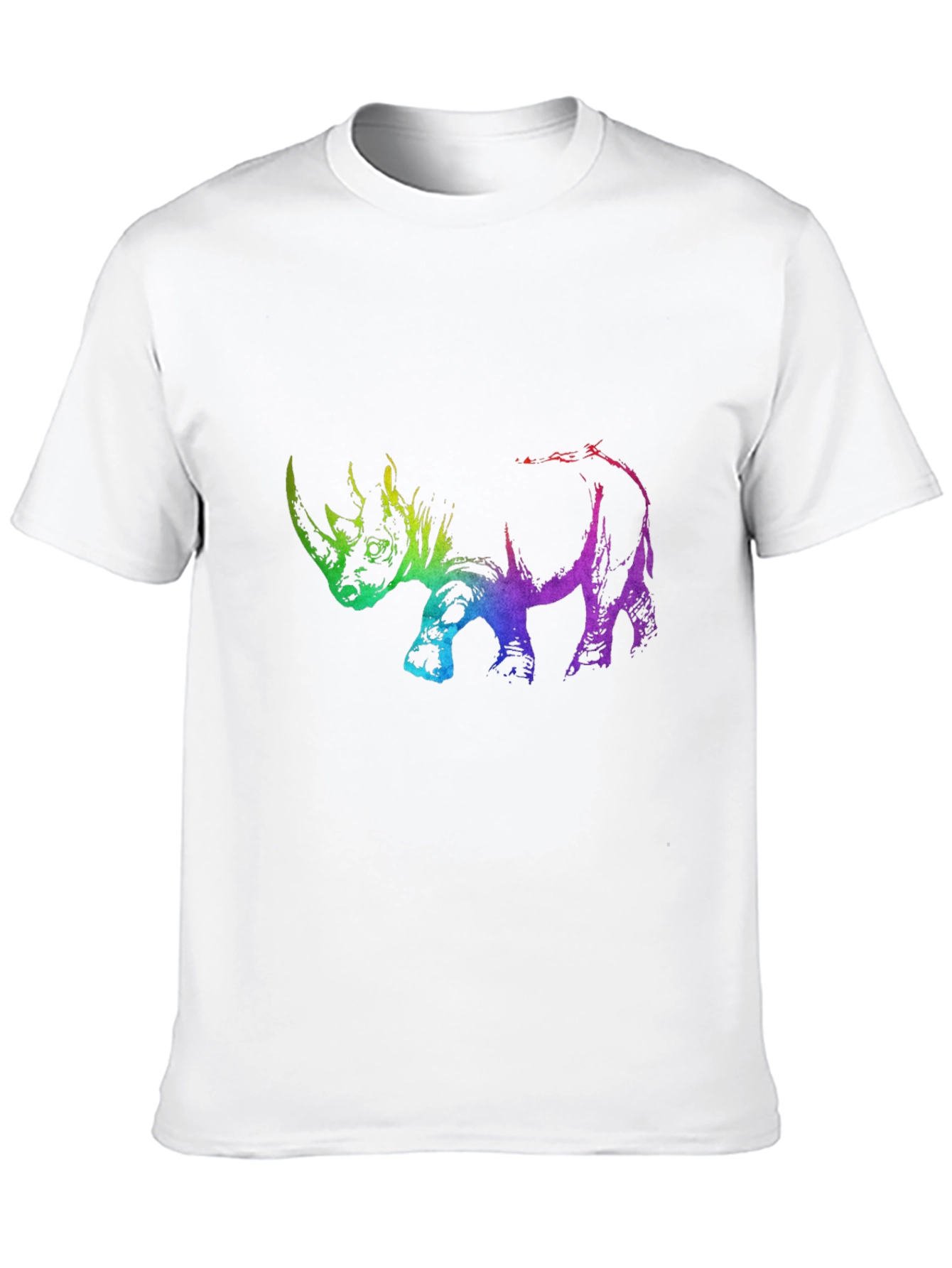 Rainbow Rhino Graphic Tee - Black Cotton T-Shirt
