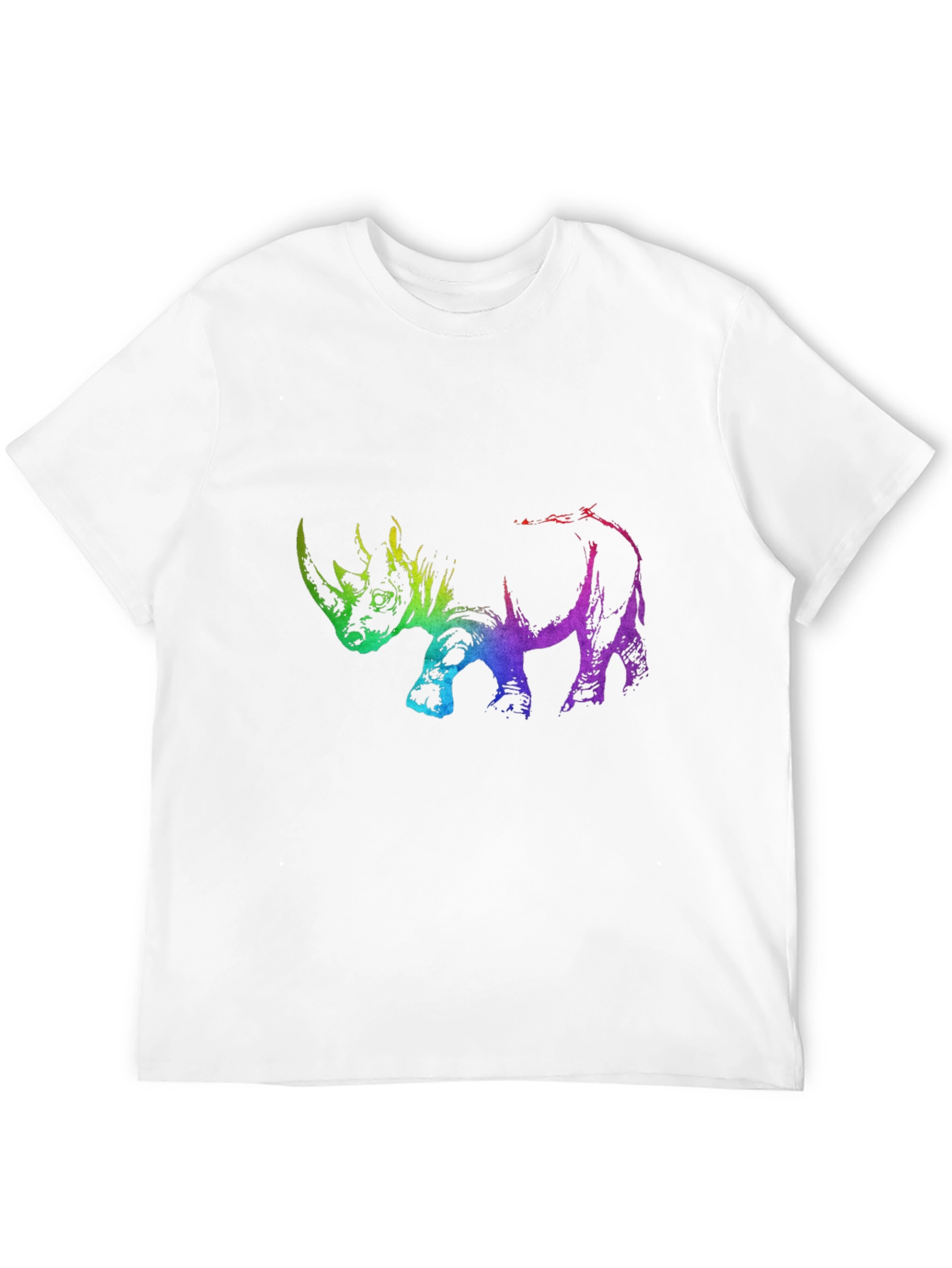 Rainbow Rhino Graphic Tee - Black Cotton T-Shirt