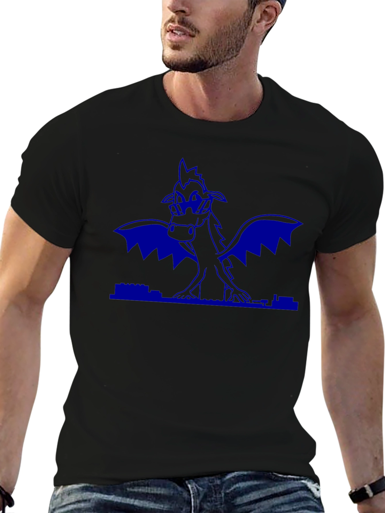 Blue Dragon Graphic Black T-Shirt