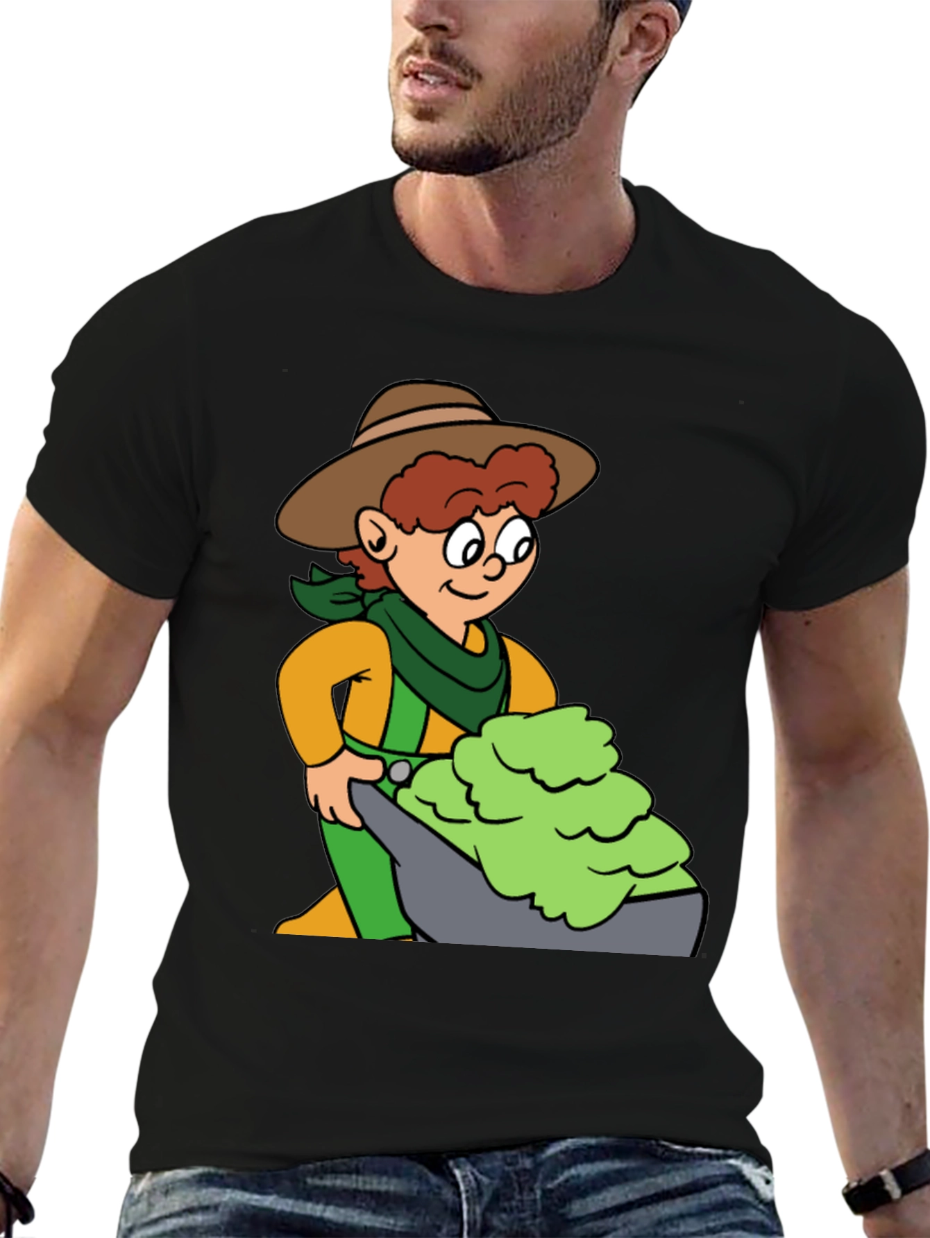 Cartoon Cowboy T-Shirt - Black Cotton Tee