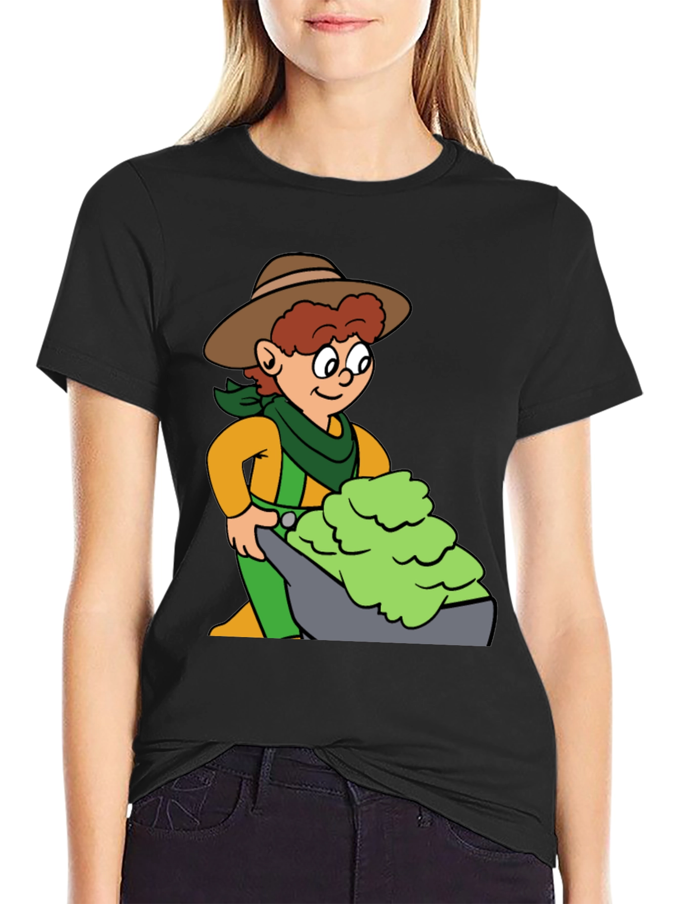 Cartoon Cowboy T-Shirt - Black Cotton Tee