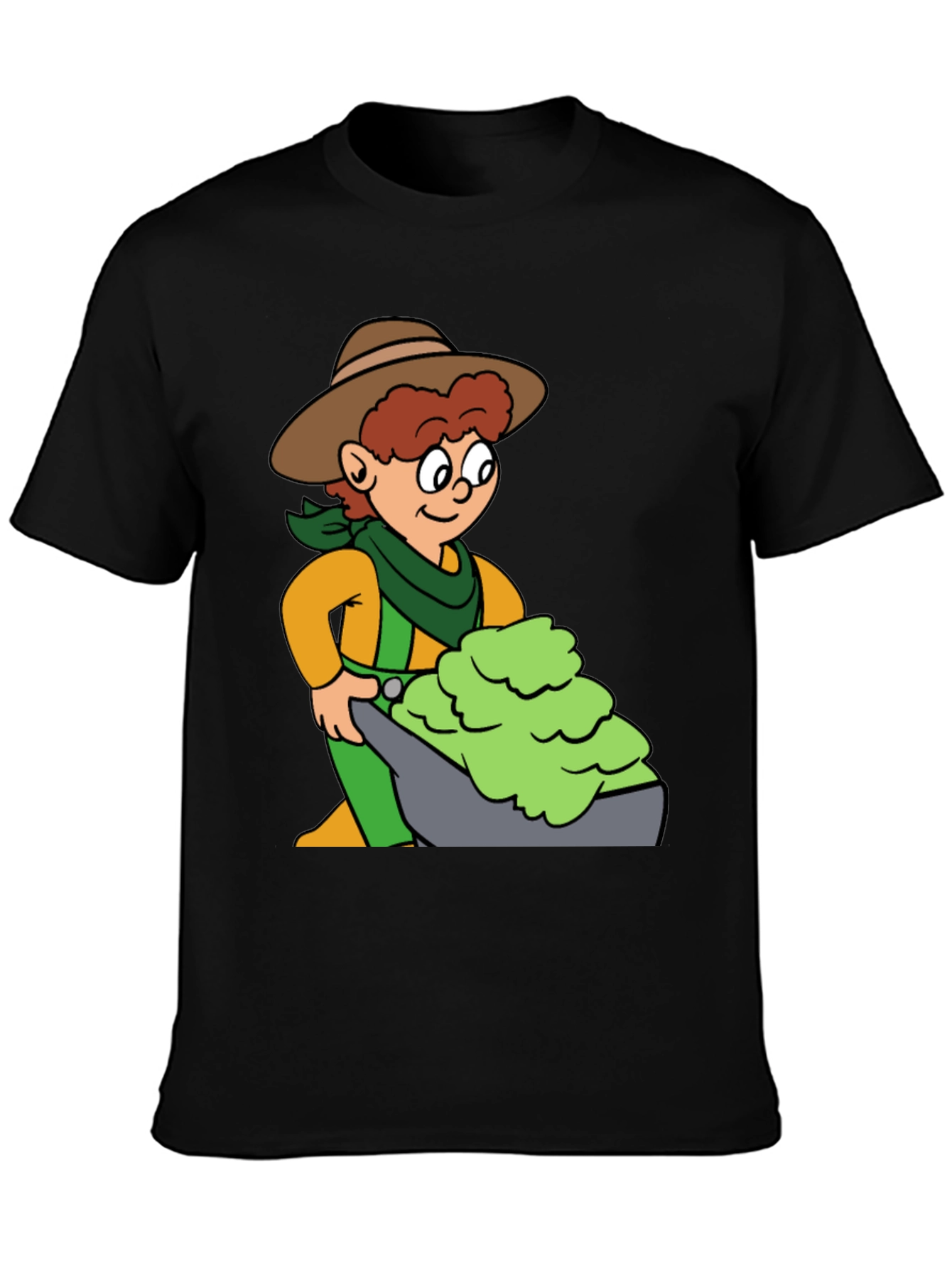 Cartoon Cowboy T-Shirt - Black Cotton Tee
