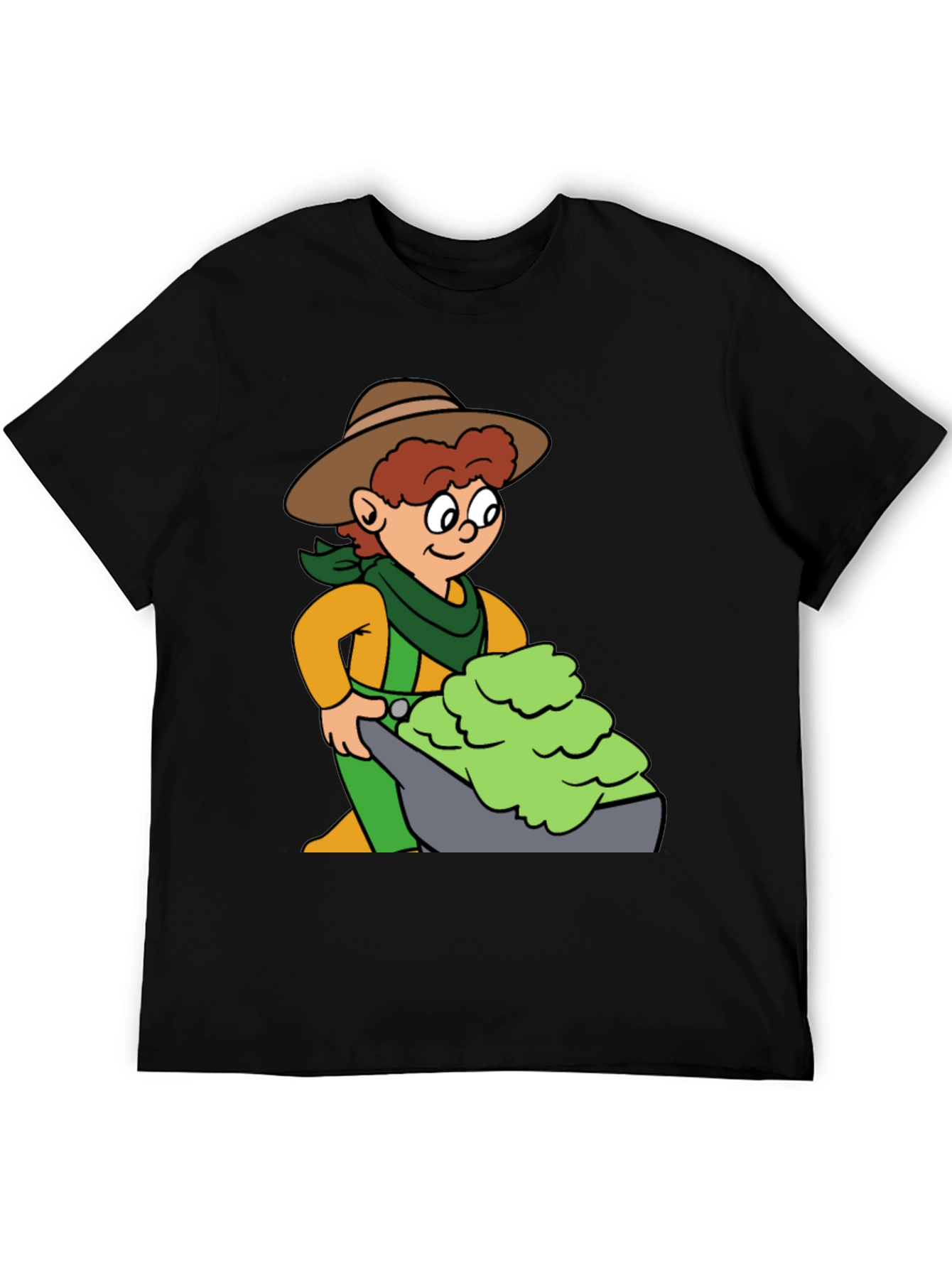 Cartoon Cowboy T-Shirt - Black Cotton Tee
