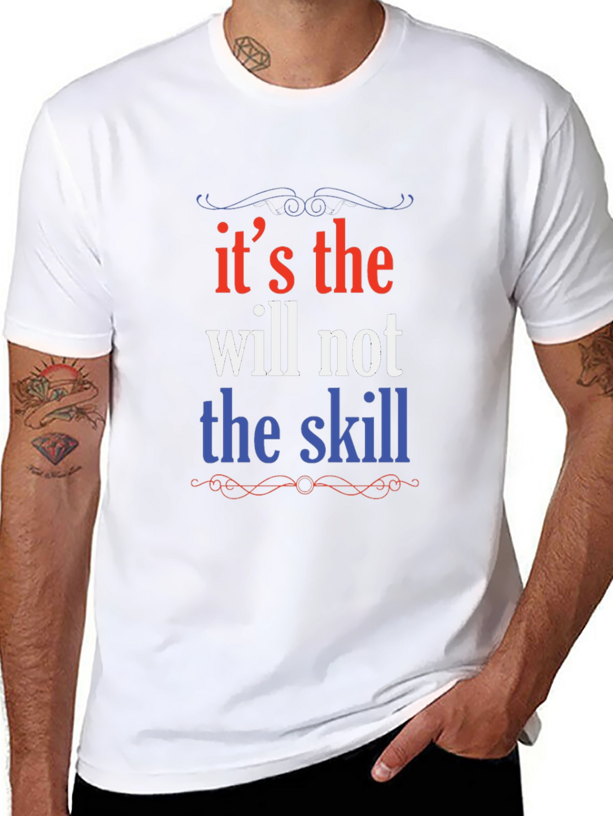 Motivational Will Over Skill Graphic Tee - Black