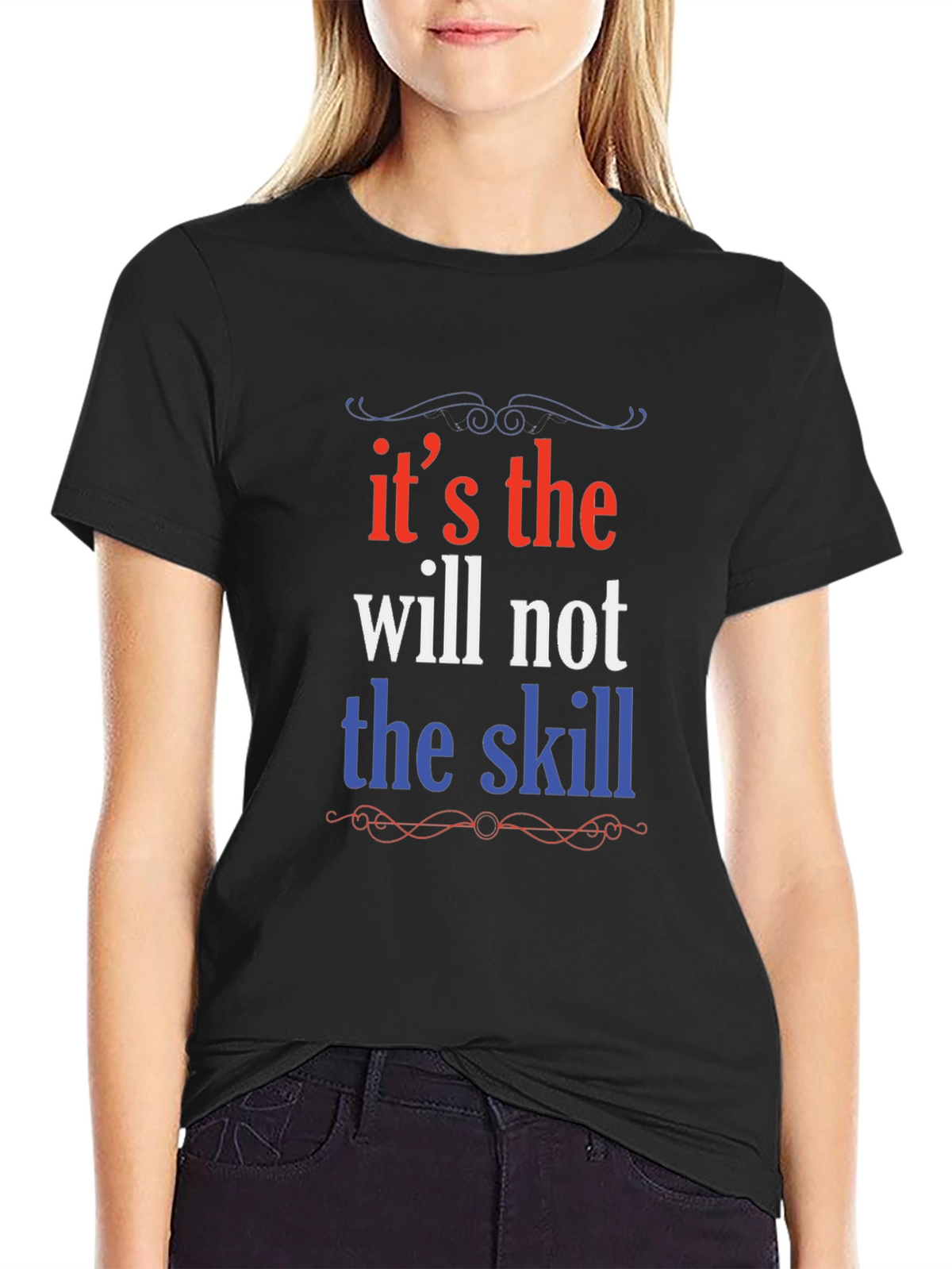 Motivational Will Over Skill Graphic Tee - Black