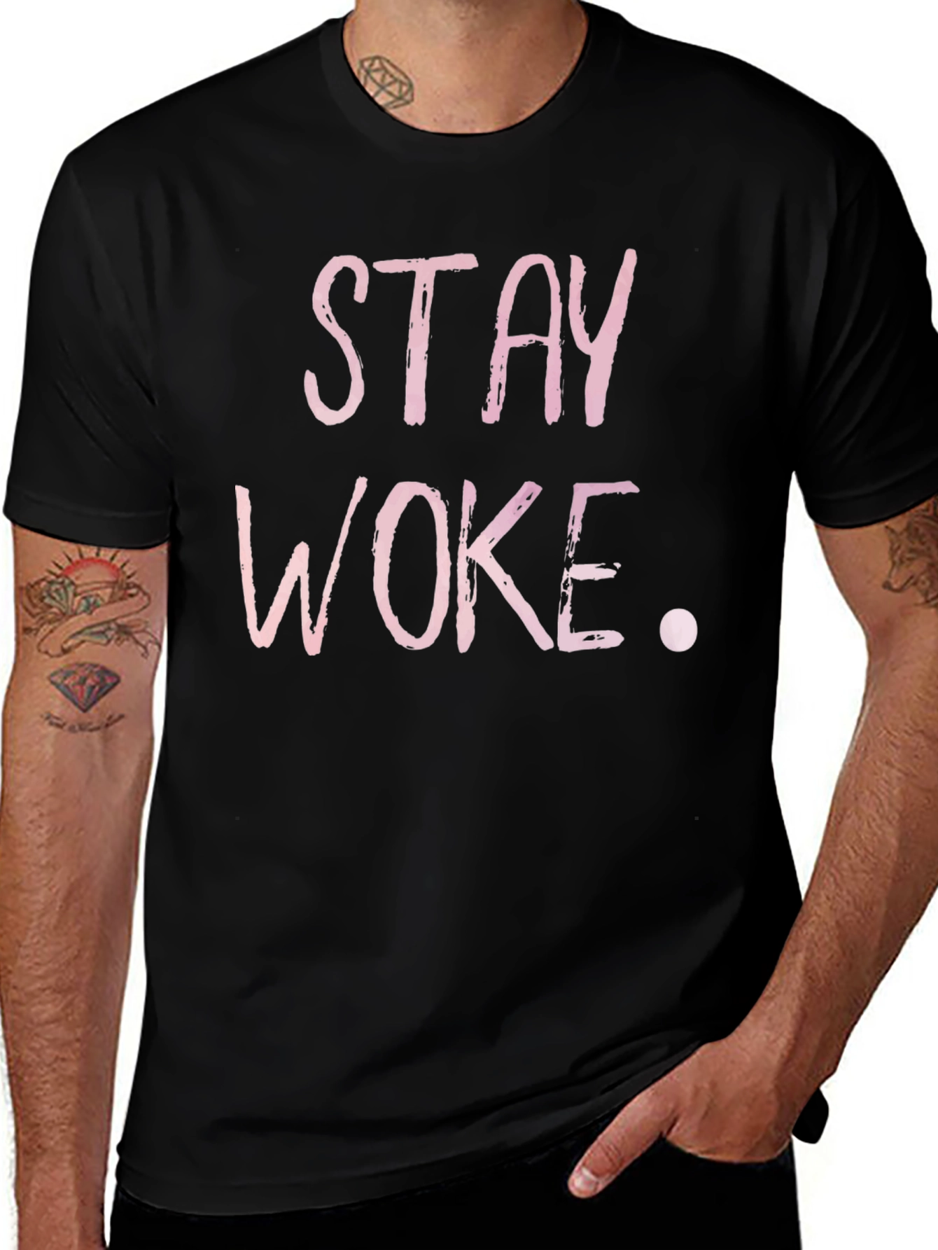 Stay Woke T-Shirt - Black Cotton Tee