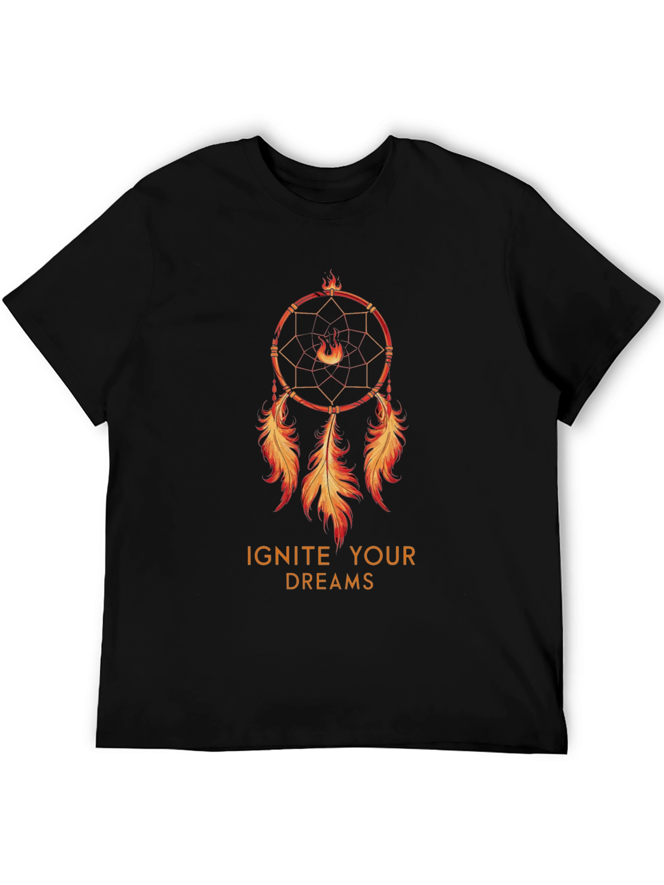 Ignite Your Dreams Black T-Shirt with Dreamcatcher Design