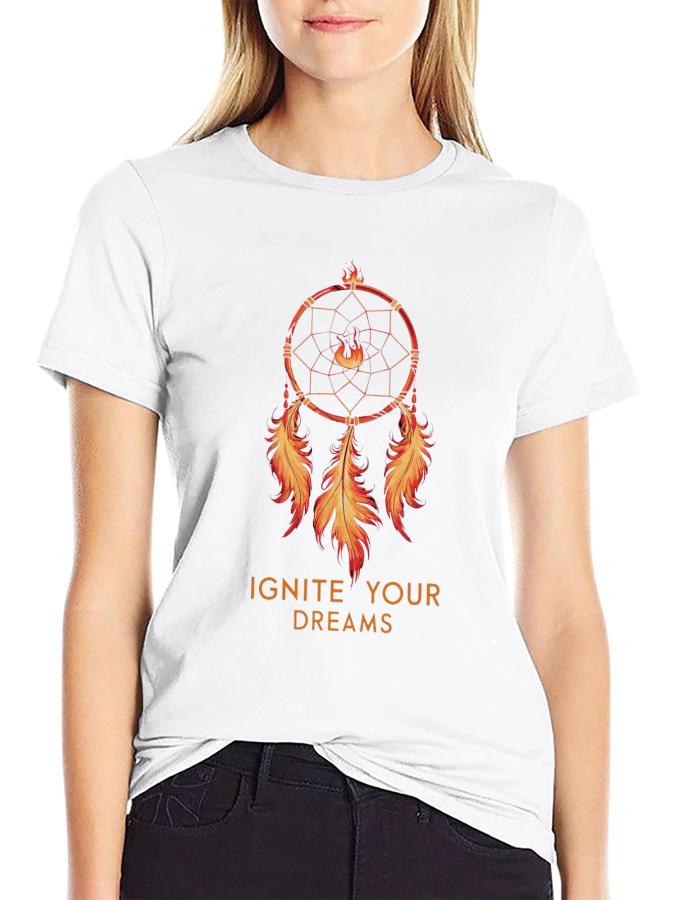 Ignite Your Dreams Black T-Shirt with Dreamcatcher Design