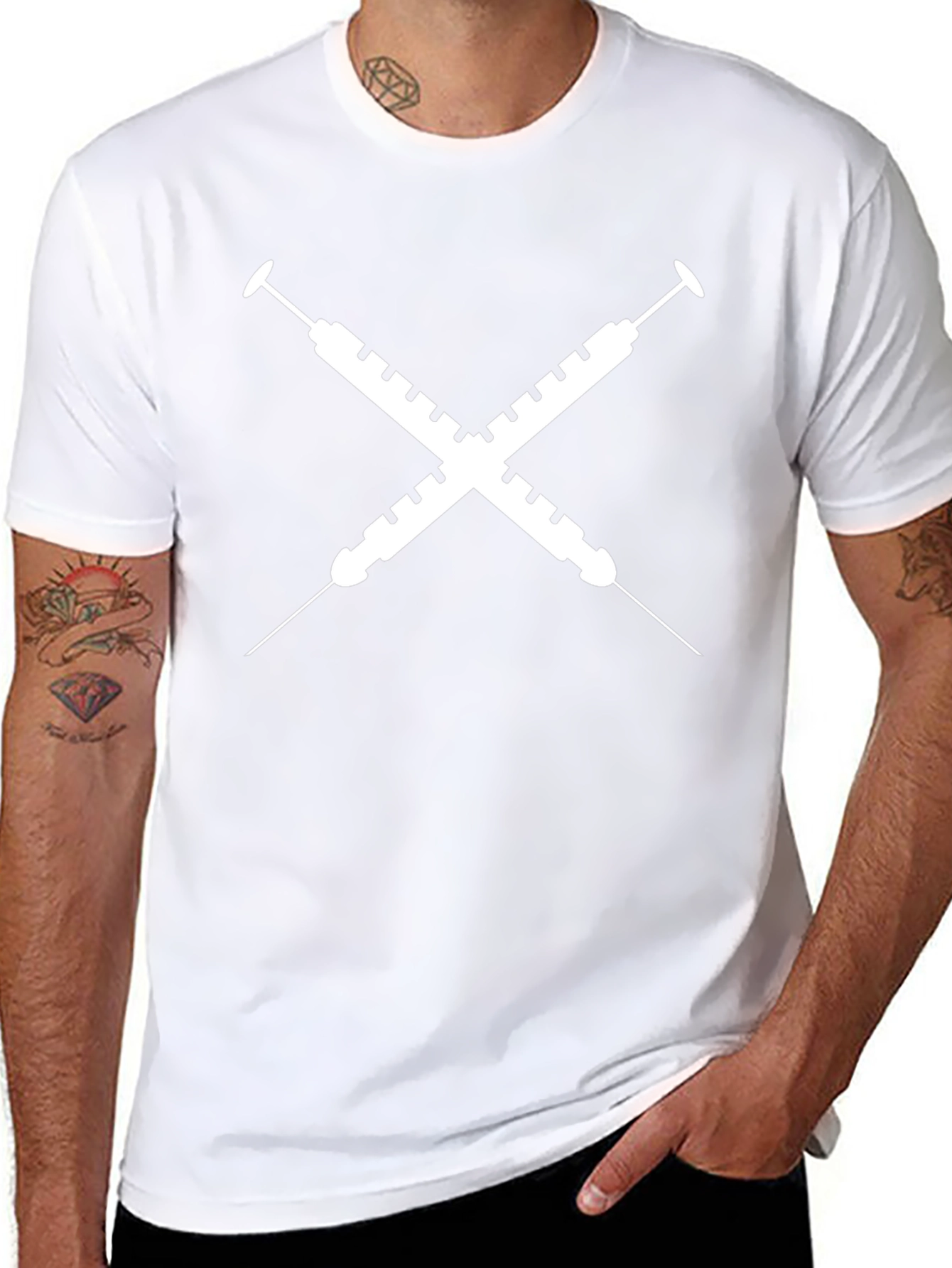 Crossed Syringe Graphic Tee - Unisex Black T-Shirt