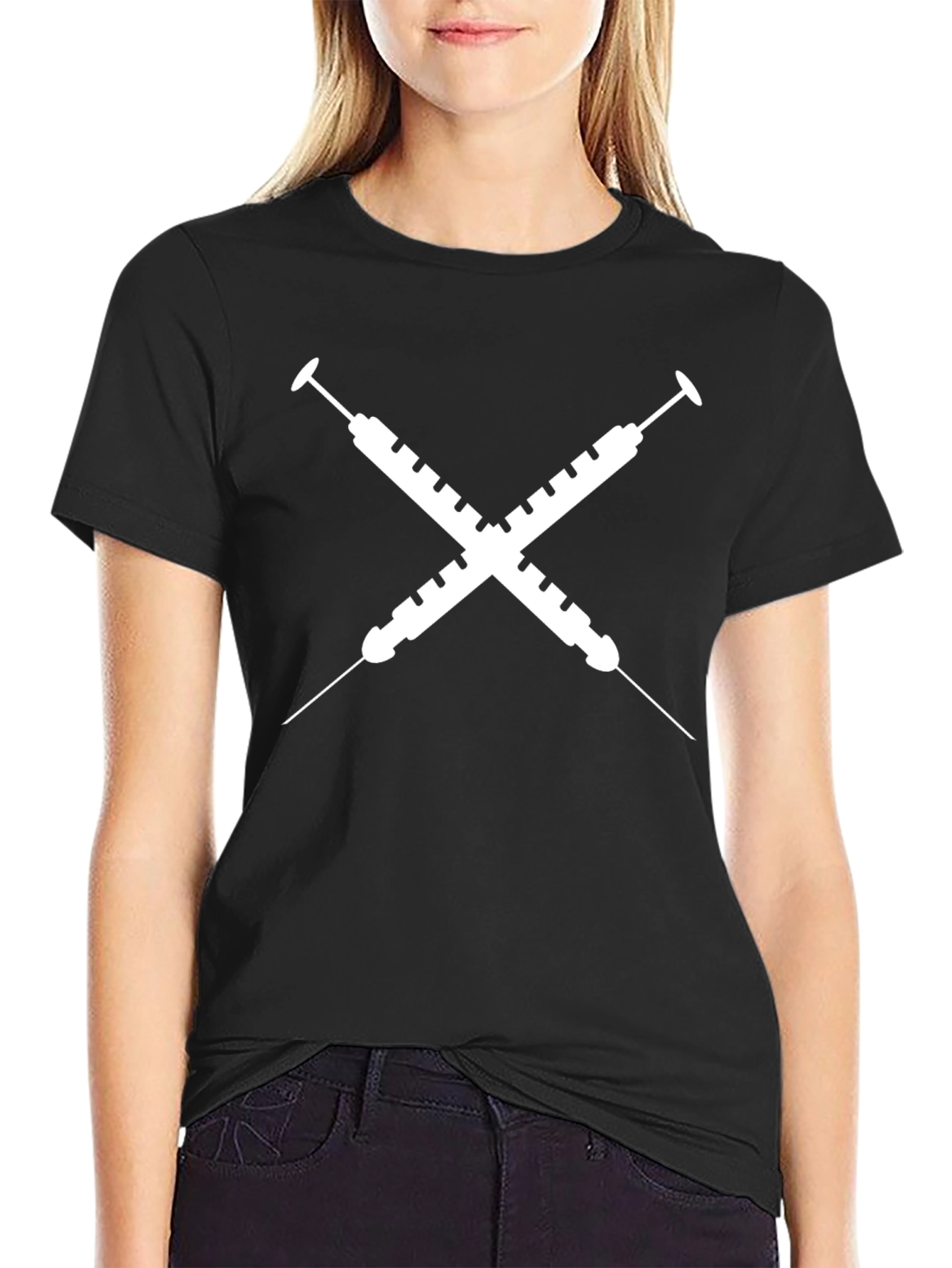 Crossed Syringe Graphic Tee - Unisex Black T-Shirt