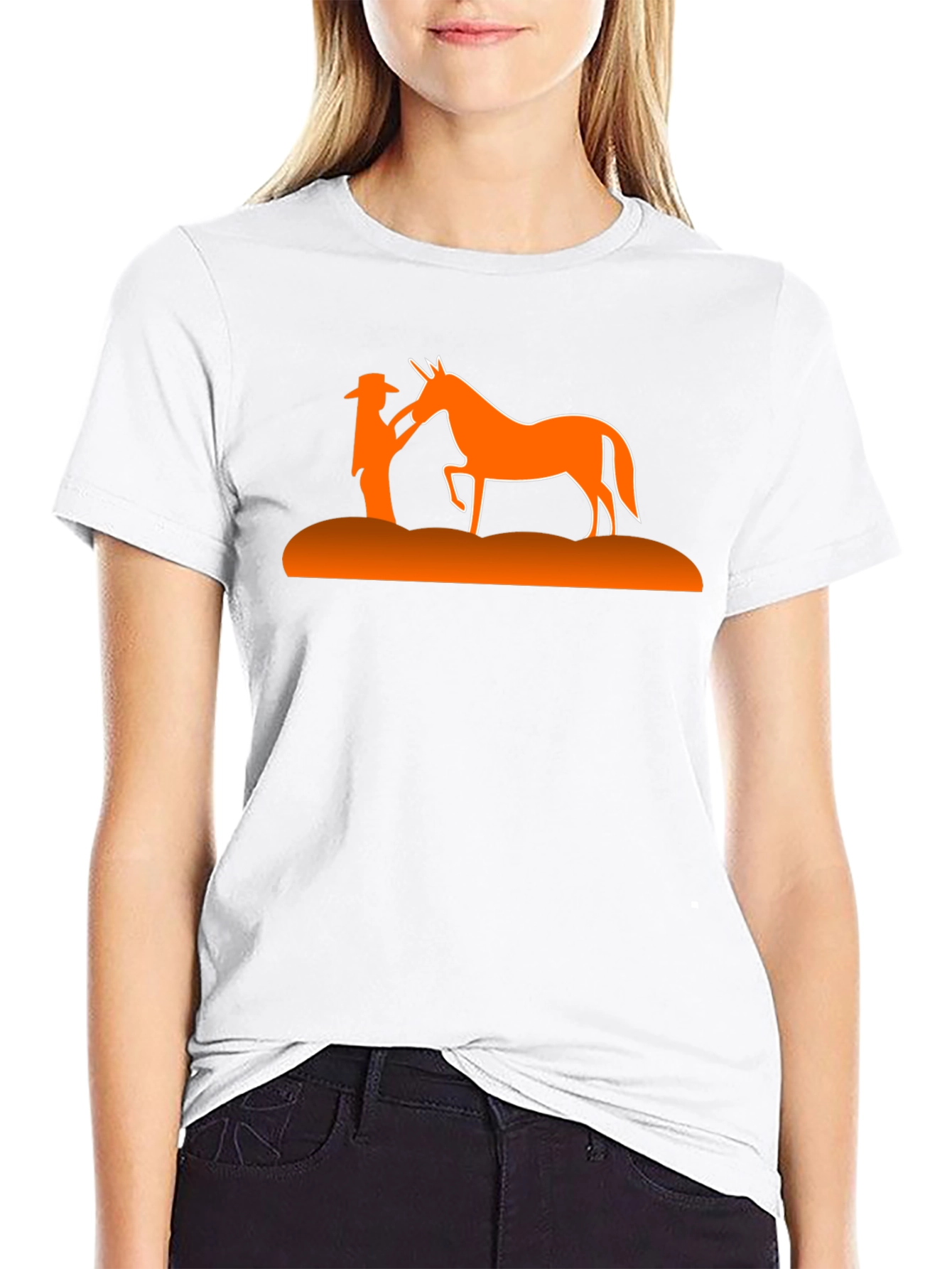 Cowboy & Horse Silhouette Graphic Tee - Black