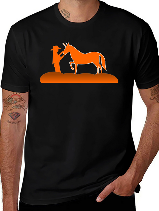 Cowboy & Horse Silhouette Graphic Tee - Black