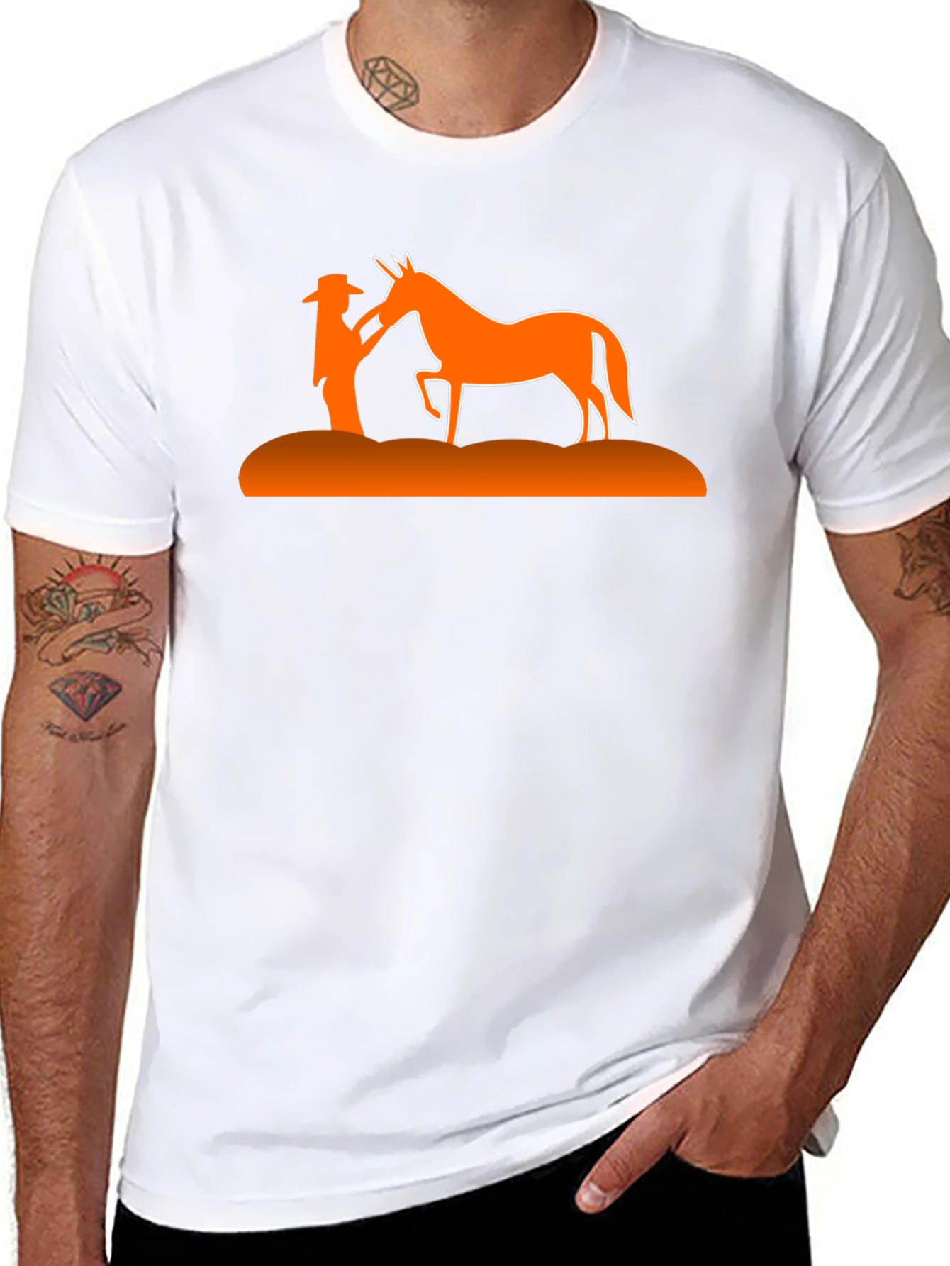 Cowboy & Horse Silhouette Graphic Tee - Black