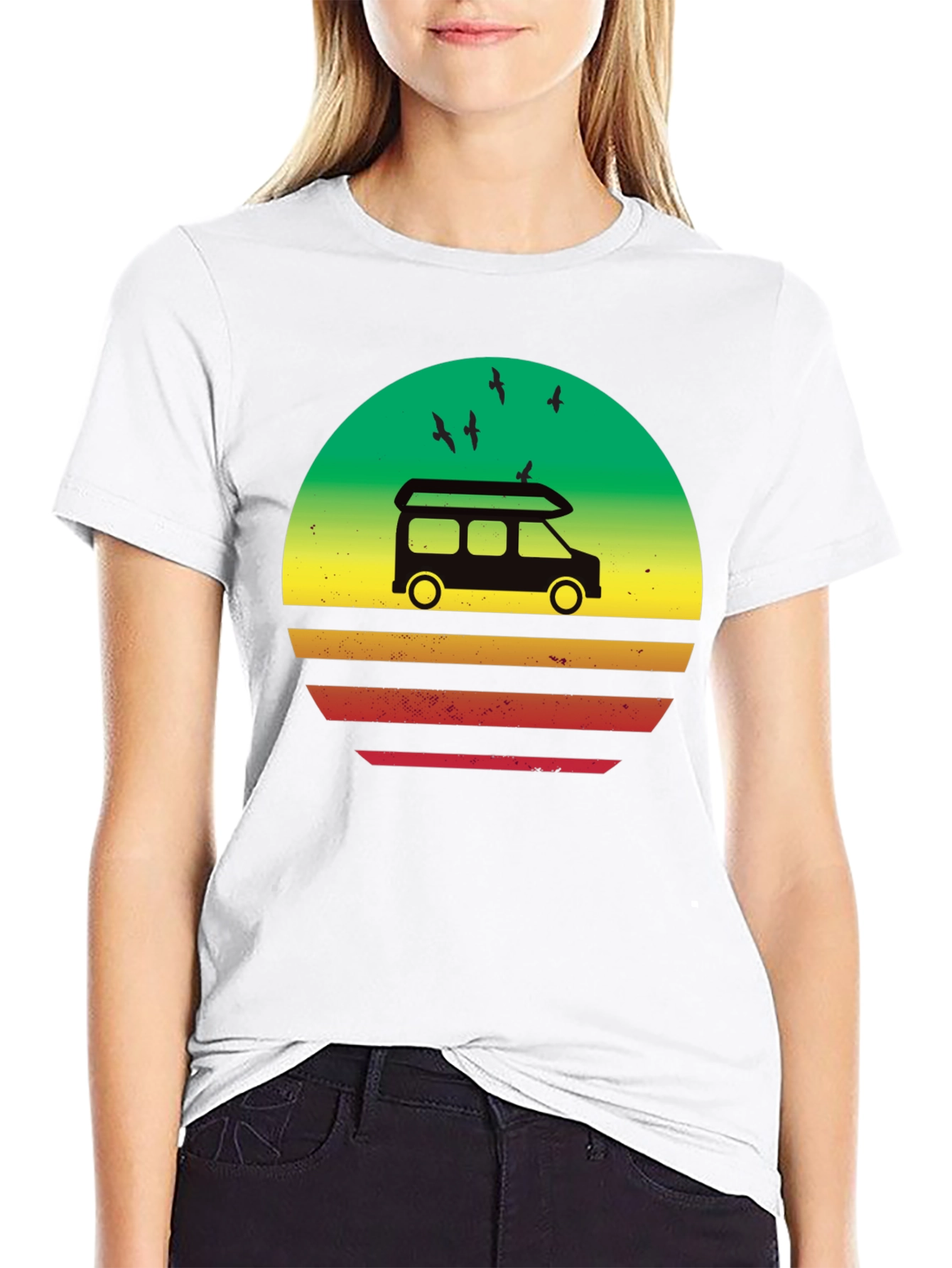 Retro Camper Van Sunset Graphic T-Shirt