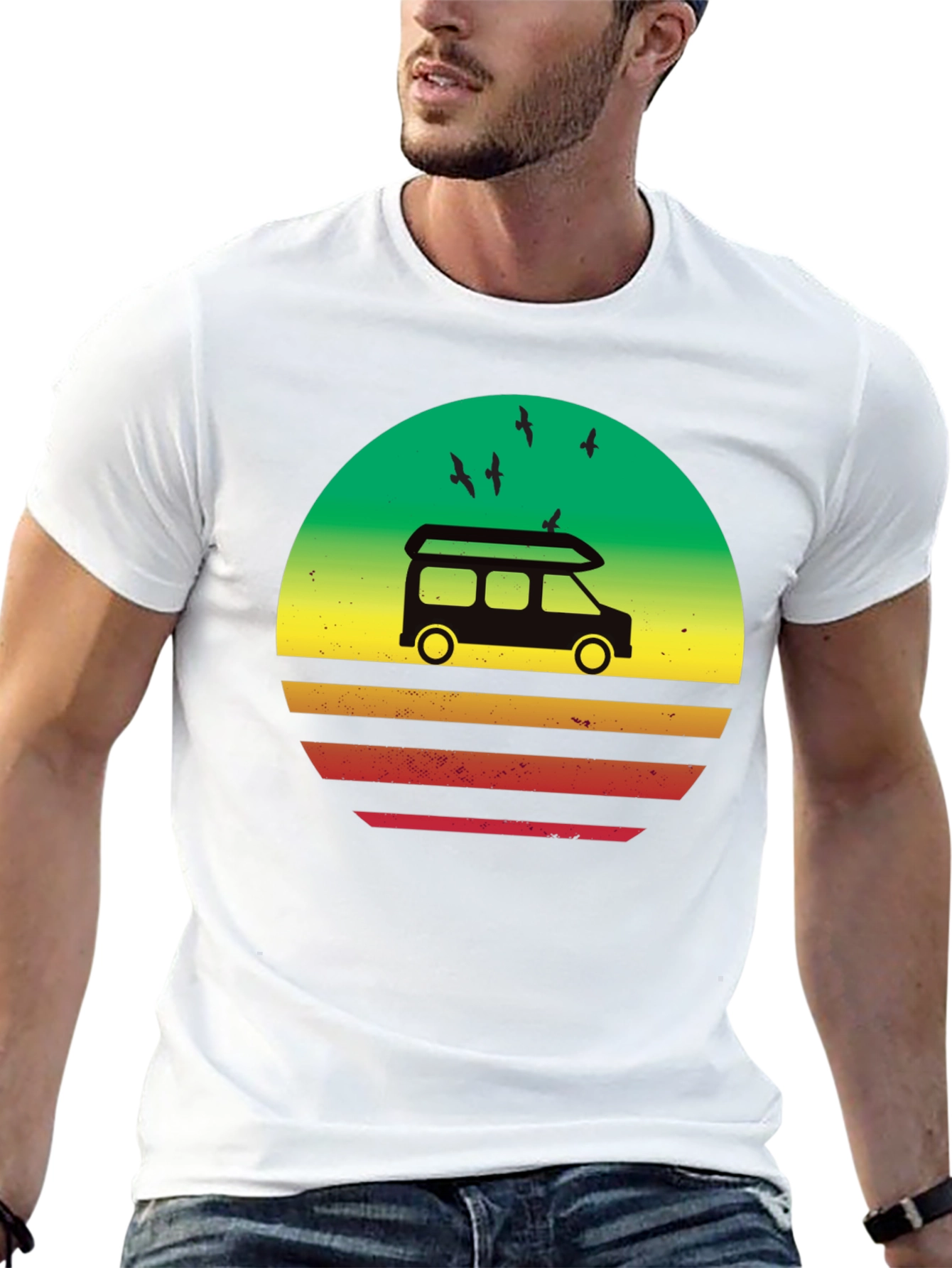Retro Camper Van Sunset Graphic T-Shirt