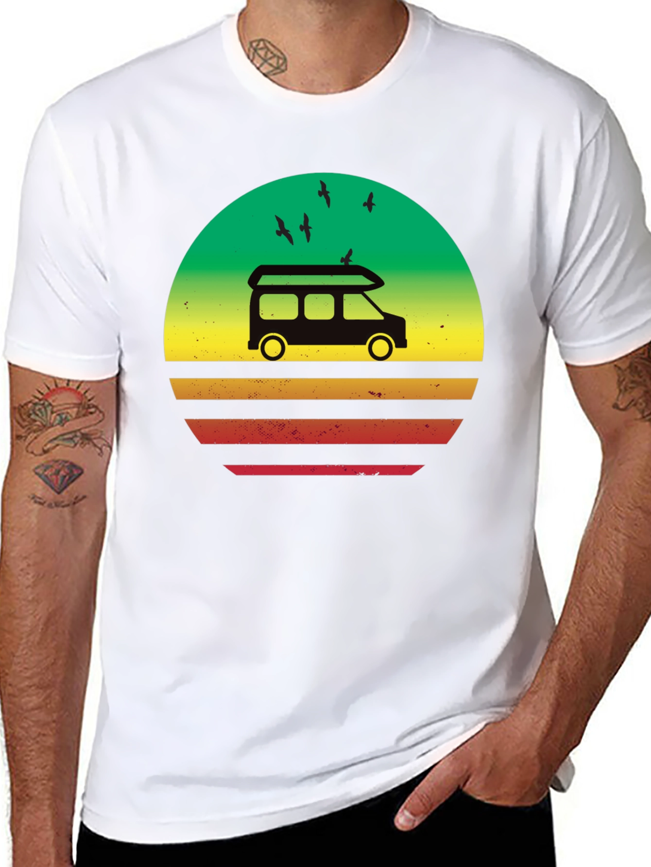 Retro Camper Van Sunset Graphic T-Shirt