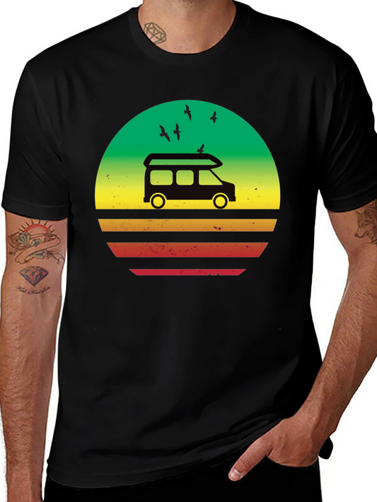 Retro Camper Van Sunset Graphic T-Shirt