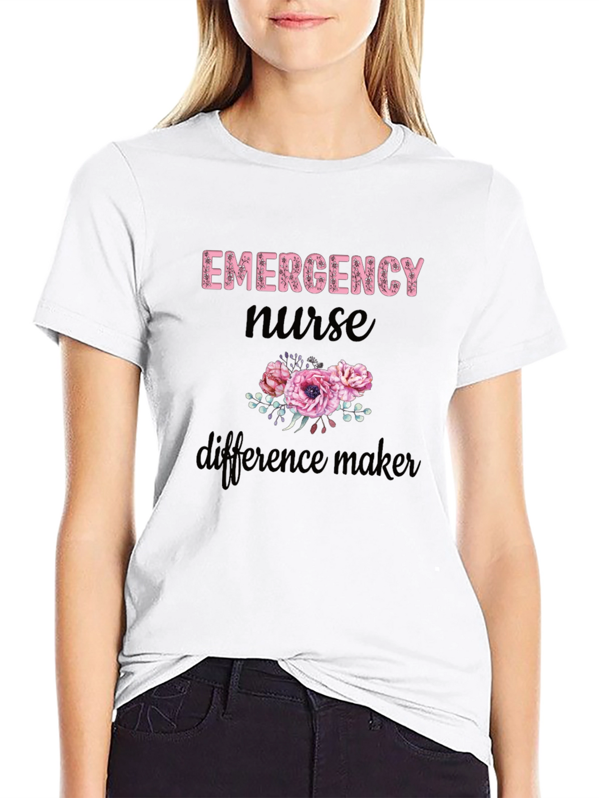 Emergency Nurse Difference Maker Black Tee