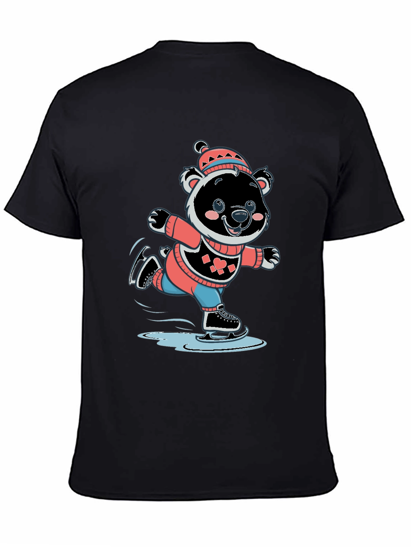 Cute Bear Ice Skating Graphic T-Shirt