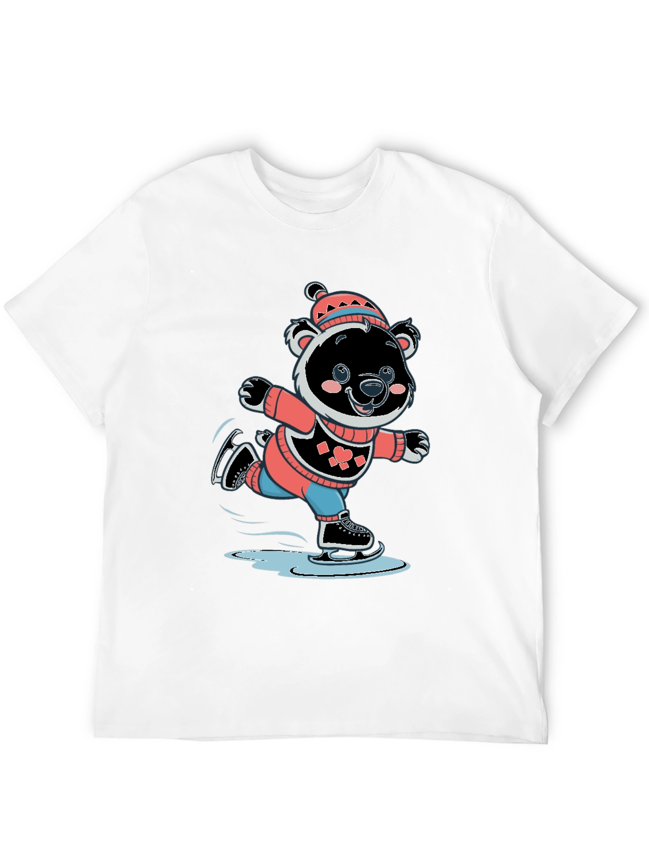 Cute Bear Ice Skating Graphic T-Shirt