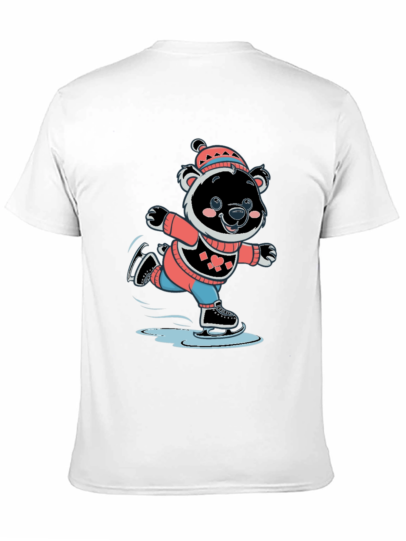 Cute Bear Ice Skating Graphic T-Shirt