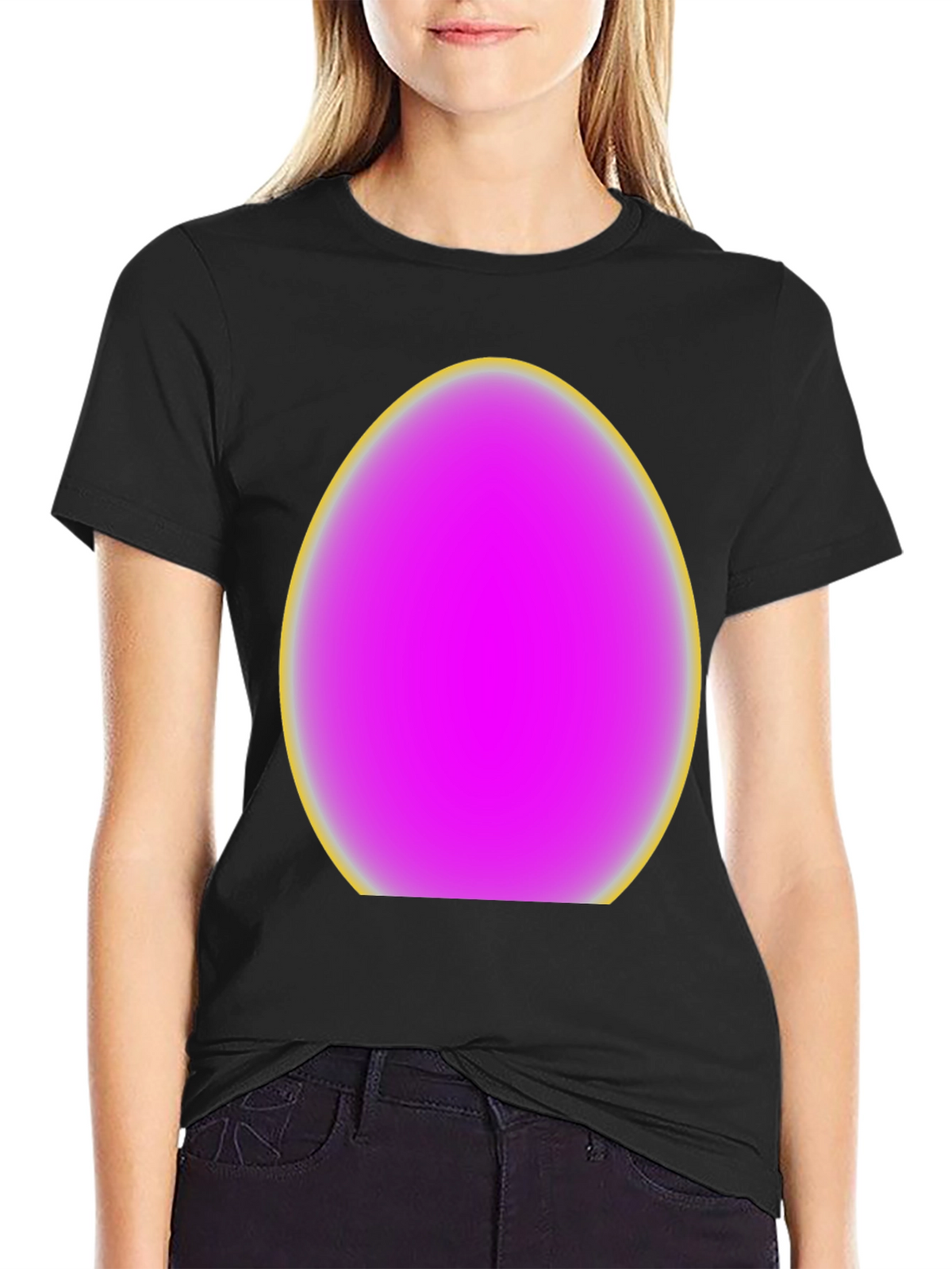 Mens Black T-Shirt with Egg Graphic