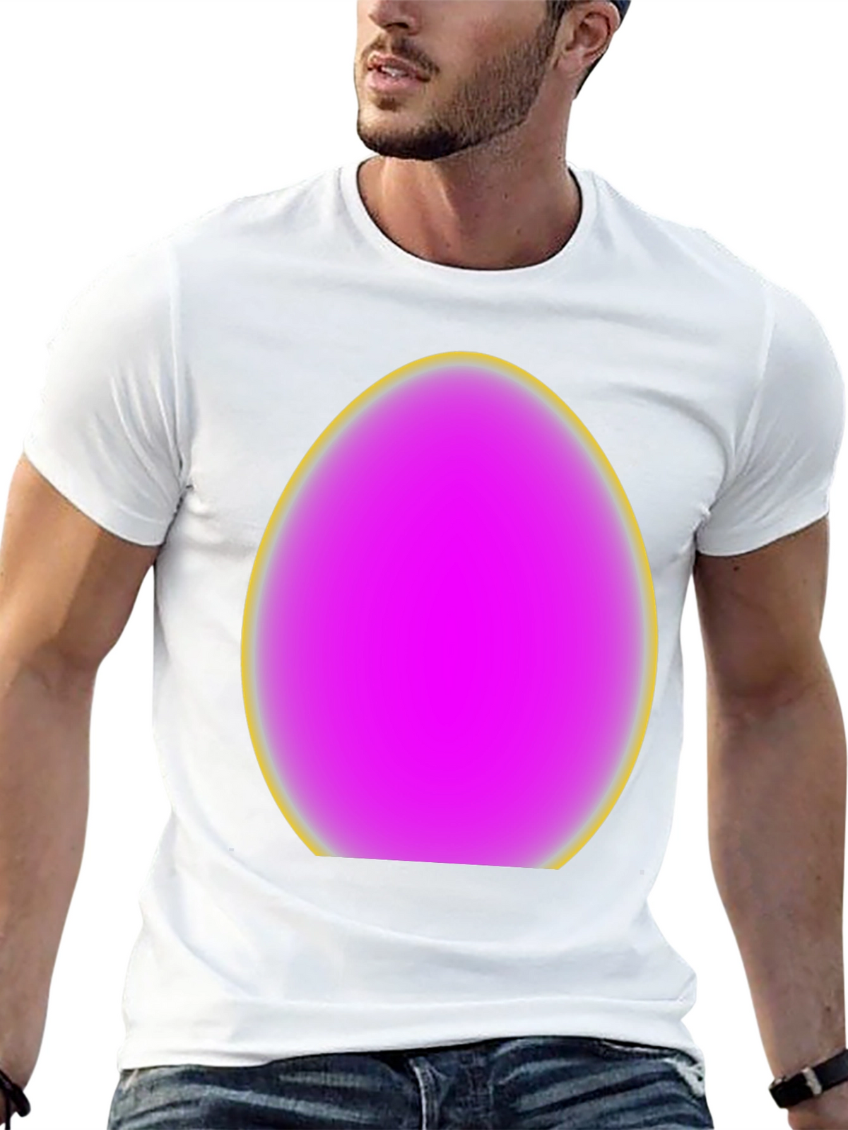 Mens Black T-Shirt with Egg Graphic