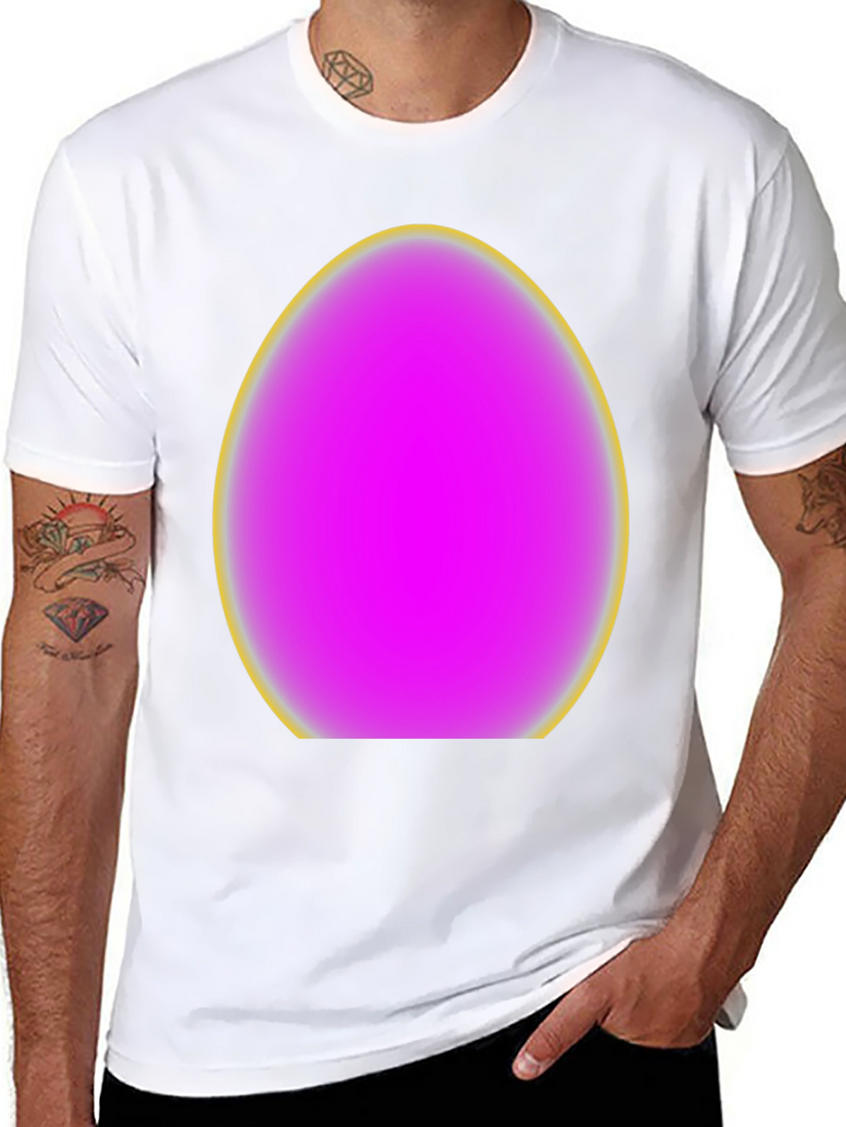 Mens Black T-Shirt with Egg Graphic
