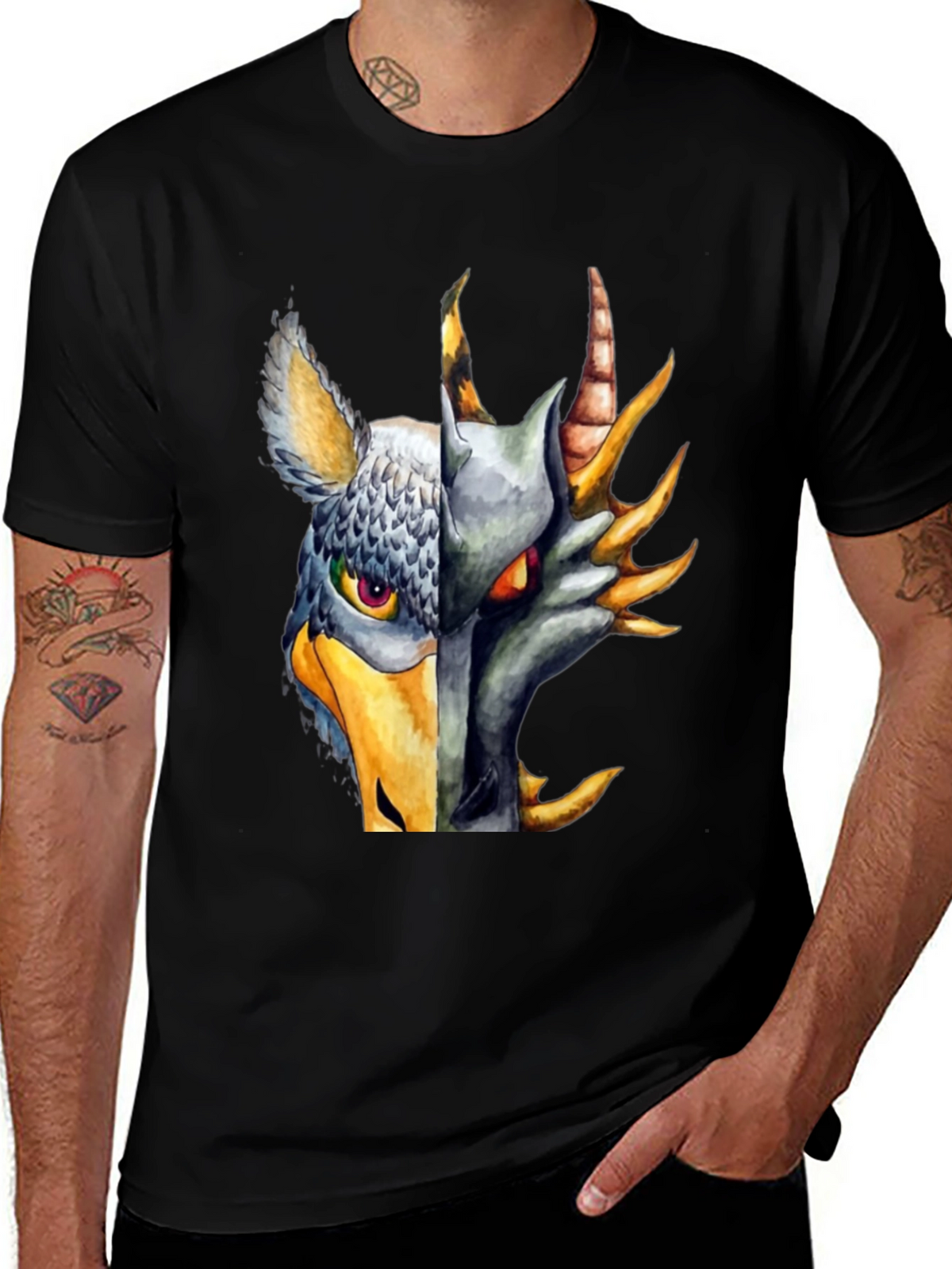 Griffin Dragon Hybrid Graphic Tee - Black