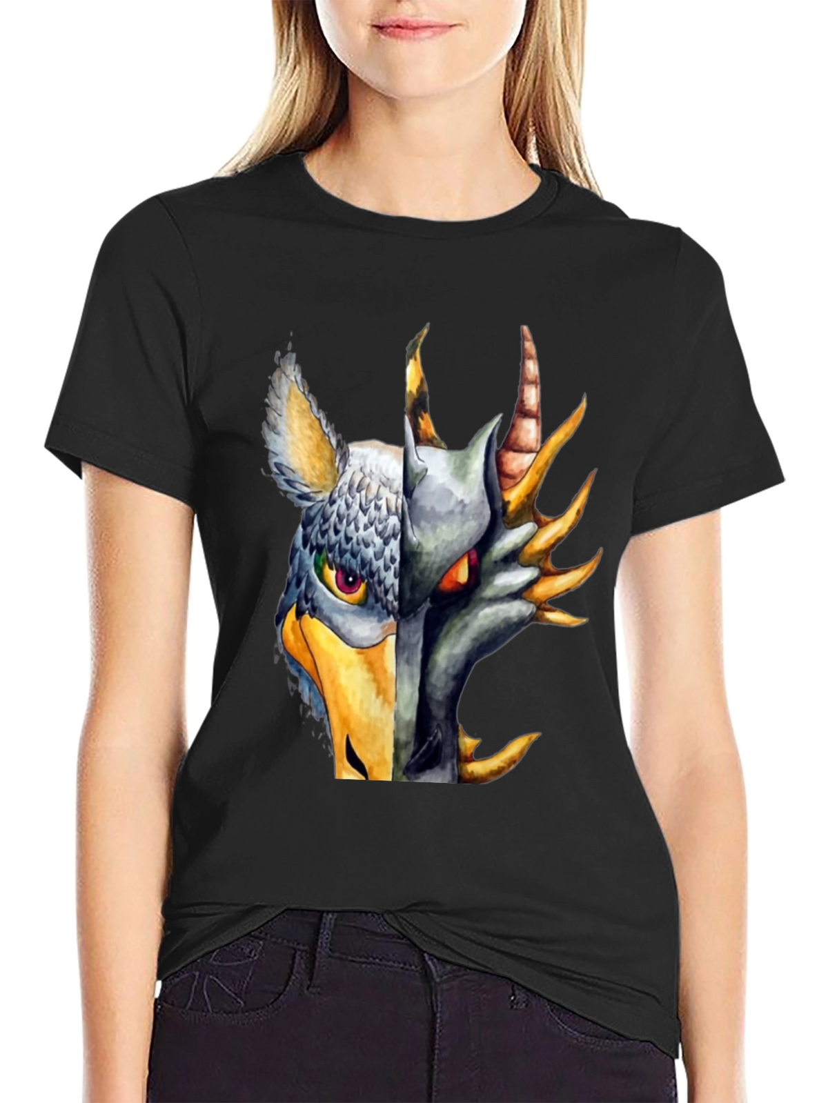 Griffin Dragon Hybrid Graphic Tee - Black