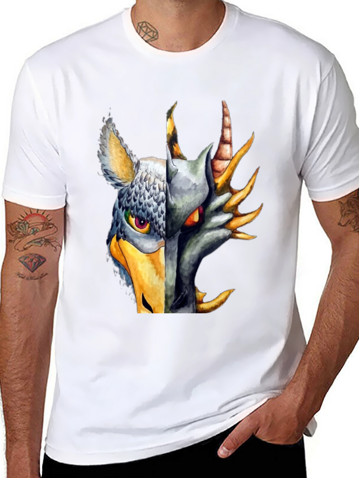 Griffin Dragon Hybrid Graphic Tee - Black