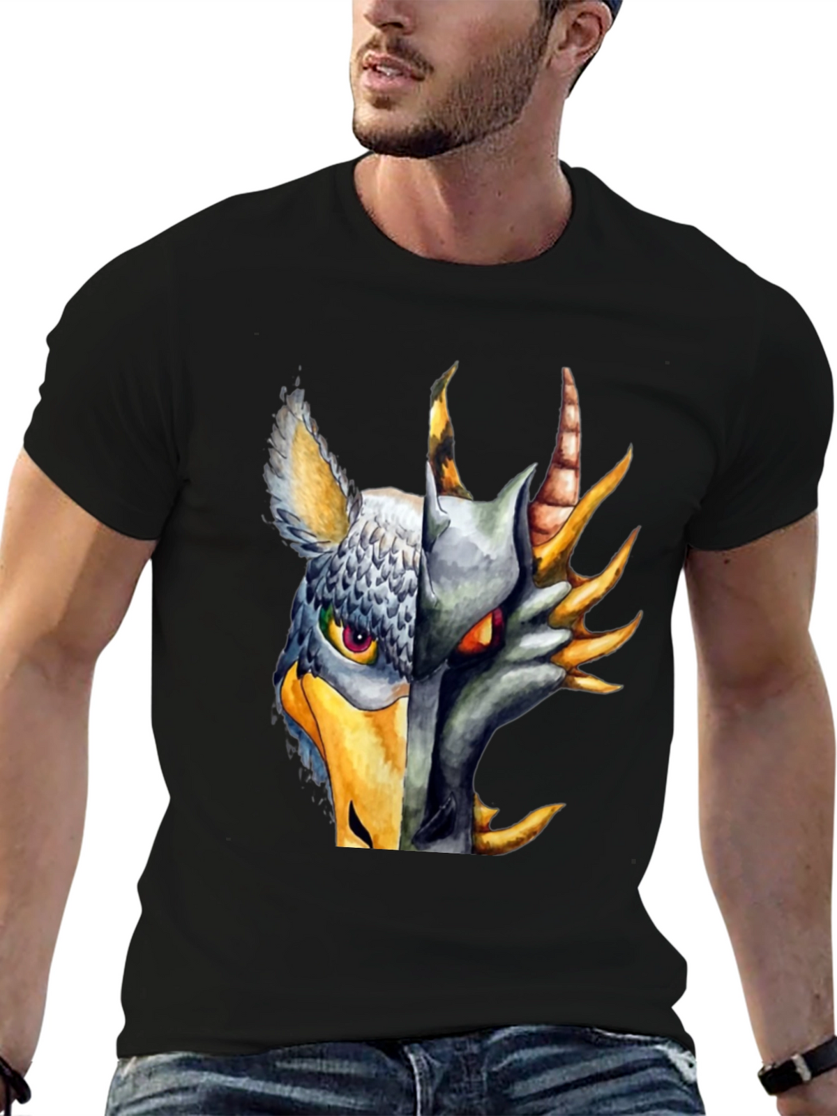 Griffin Dragon Hybrid Graphic Tee - Black
