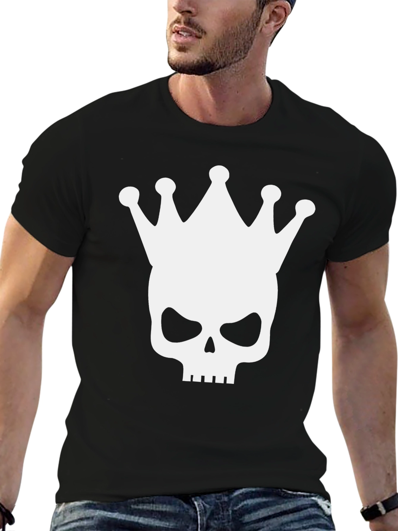 Skull King Graphic Tee - Black Cotton Blend