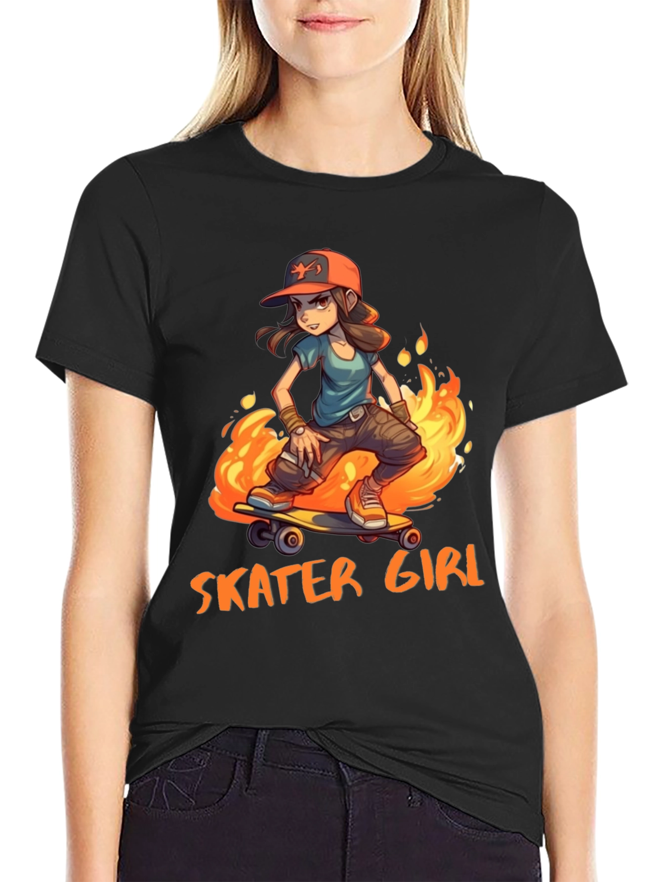 Skater Girl Graphic Tee - Cool Cartoon Design