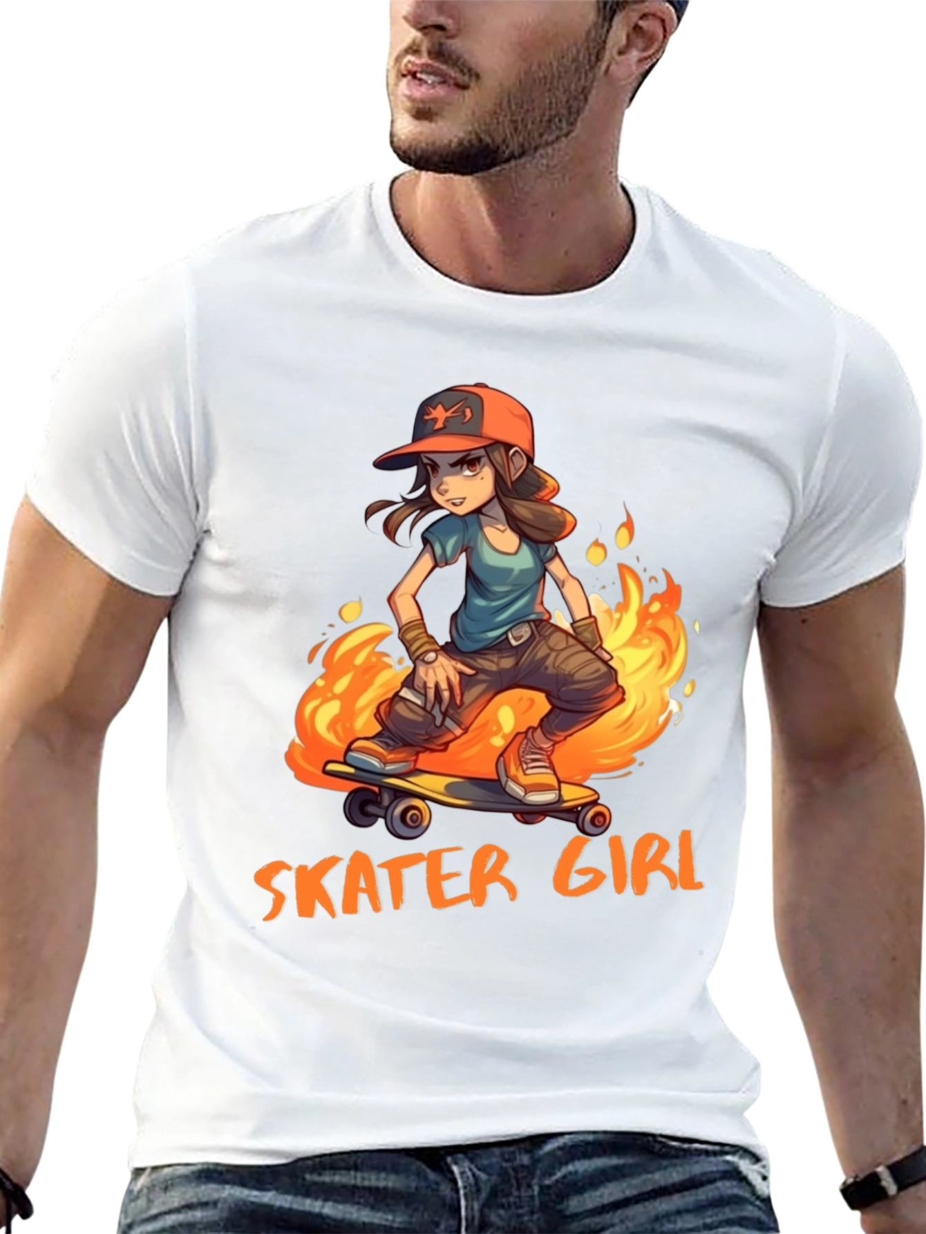 Skater Girl Graphic Tee - Cool Cartoon Design