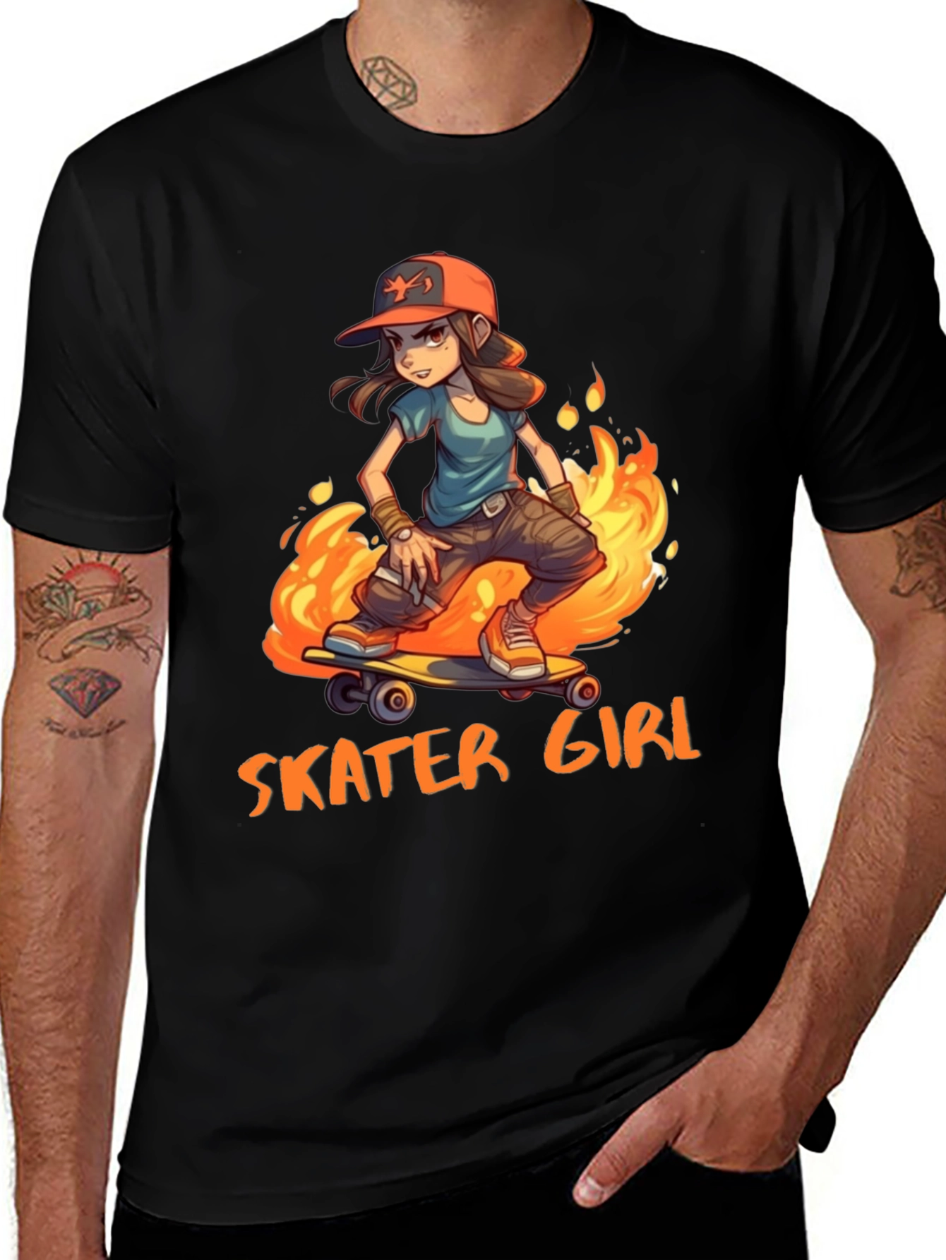 Skater Girl Graphic Tee - Cool Cartoon Design