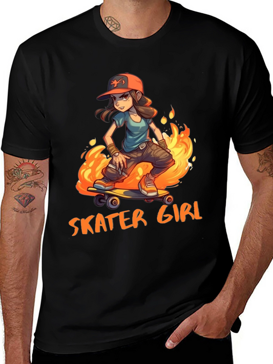 Skater Girl Graphic Tee - Cool Cartoon Design