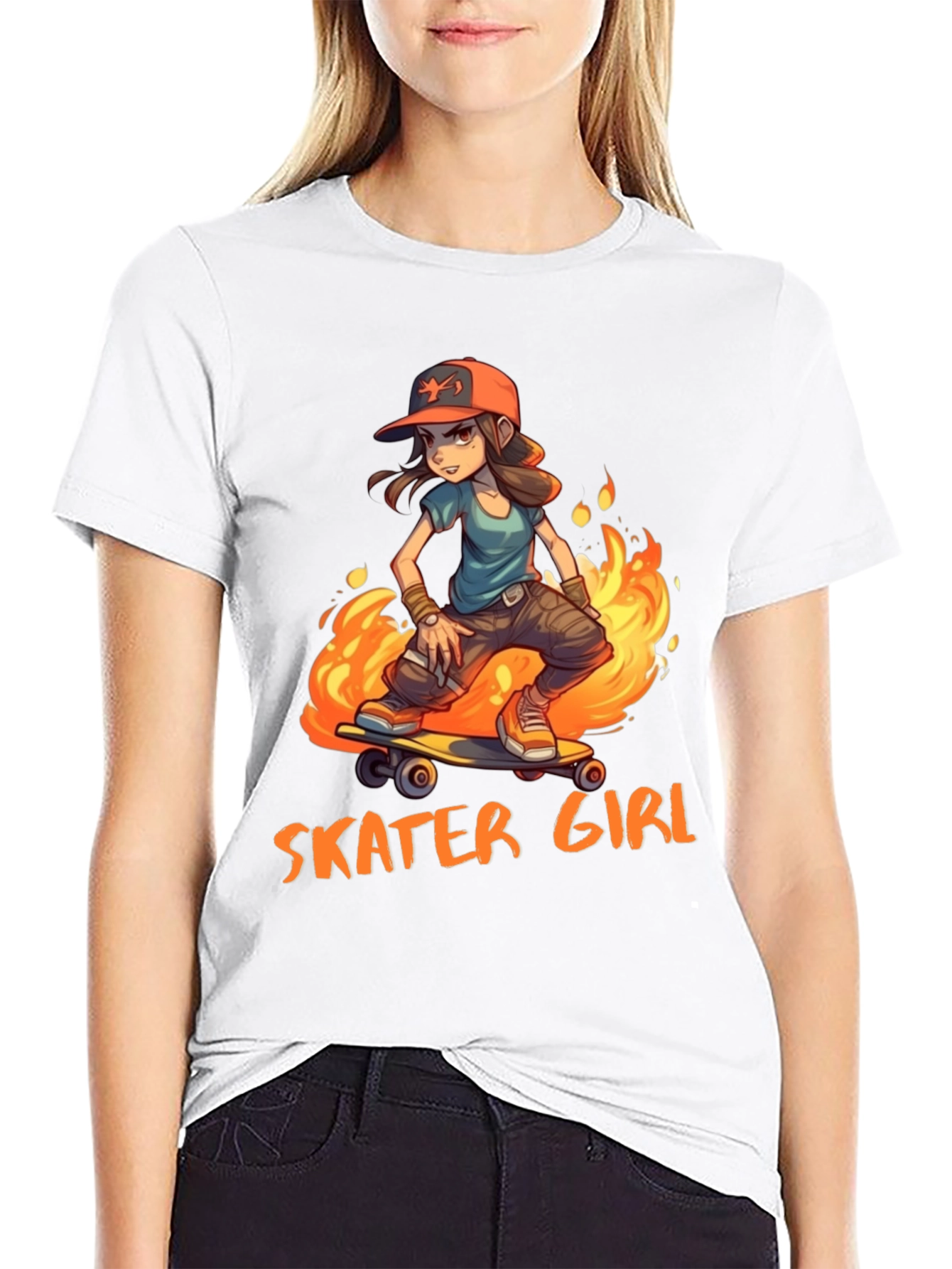 Skater Girl Graphic Tee - Cool Cartoon Design