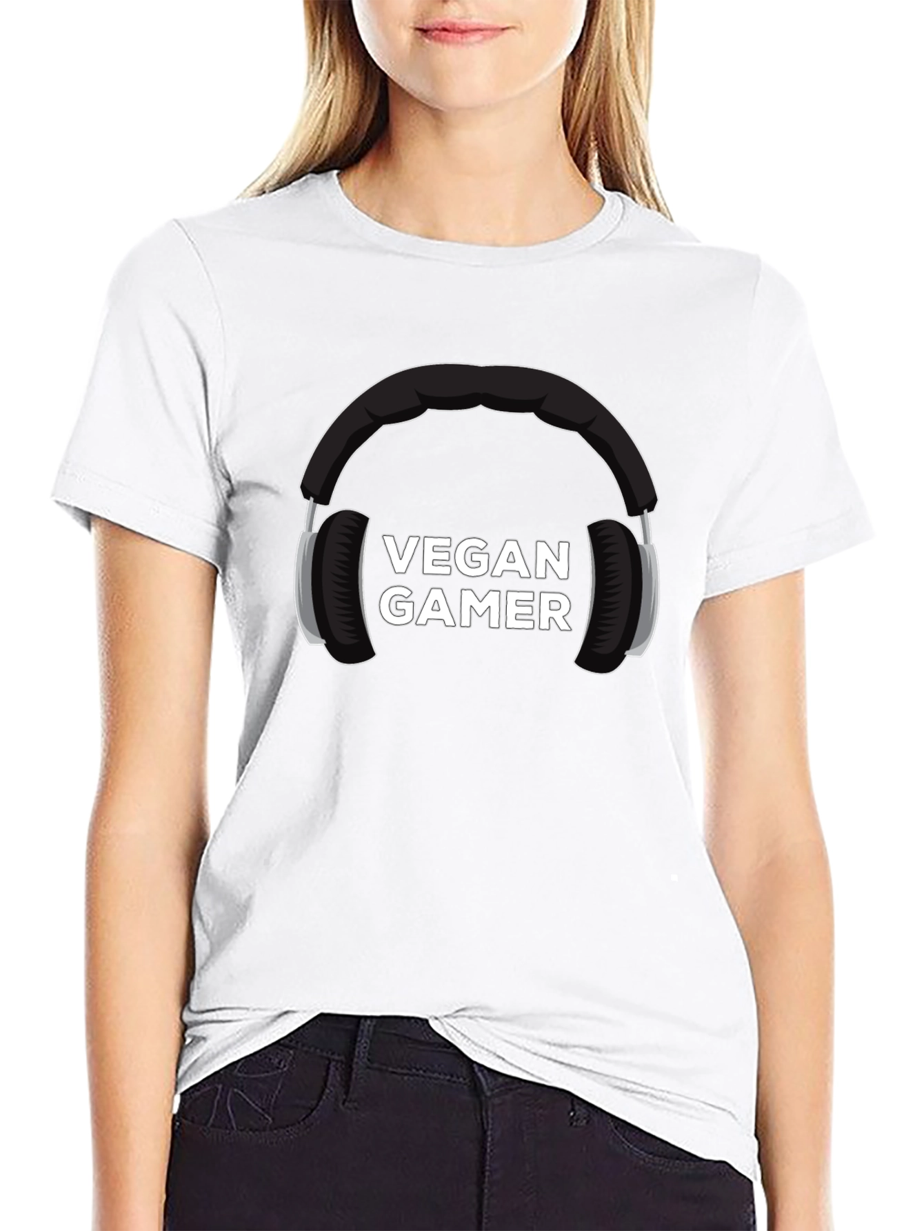 Vegan Gamer Graphic Tee - Black Cotton Blend