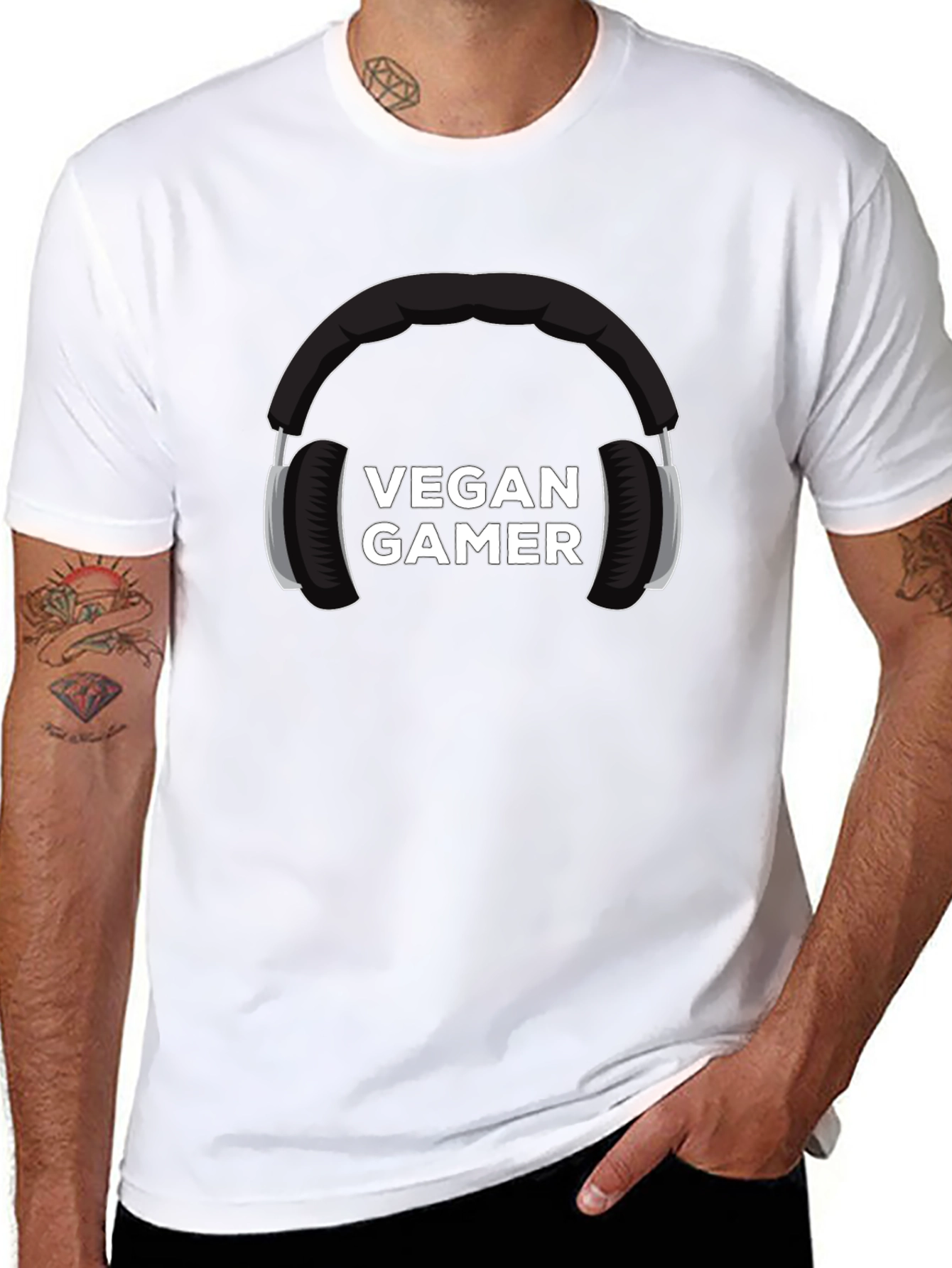 Vegan Gamer Graphic Tee - Black Cotton Blend