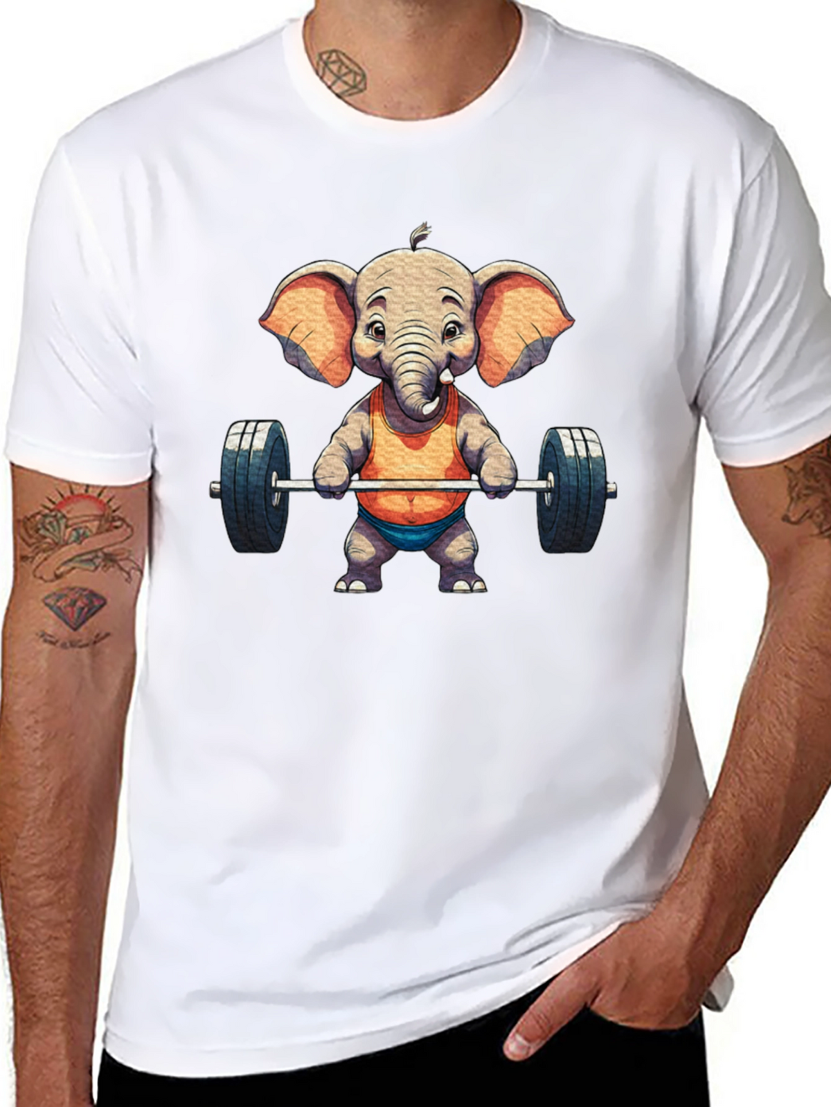 Elephant Weightlifter Graphic Tee
