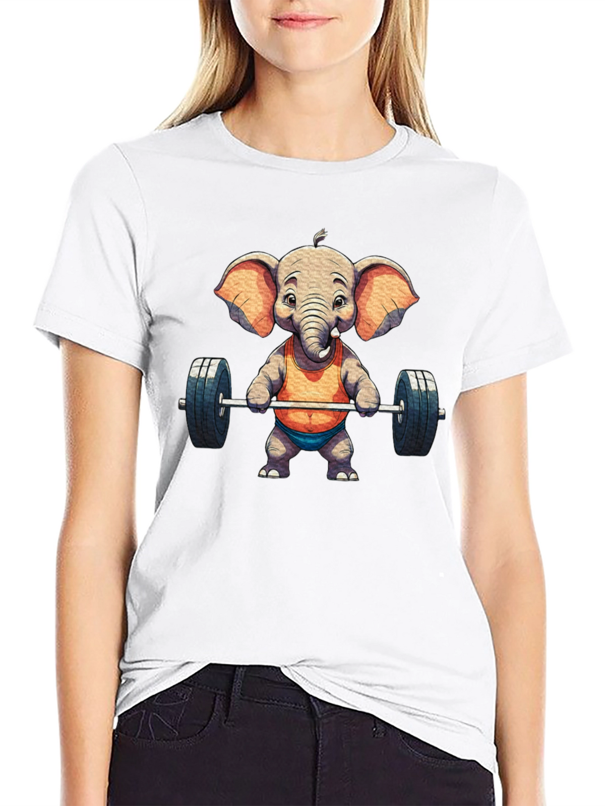 Elephant Weightlifter Graphic Tee