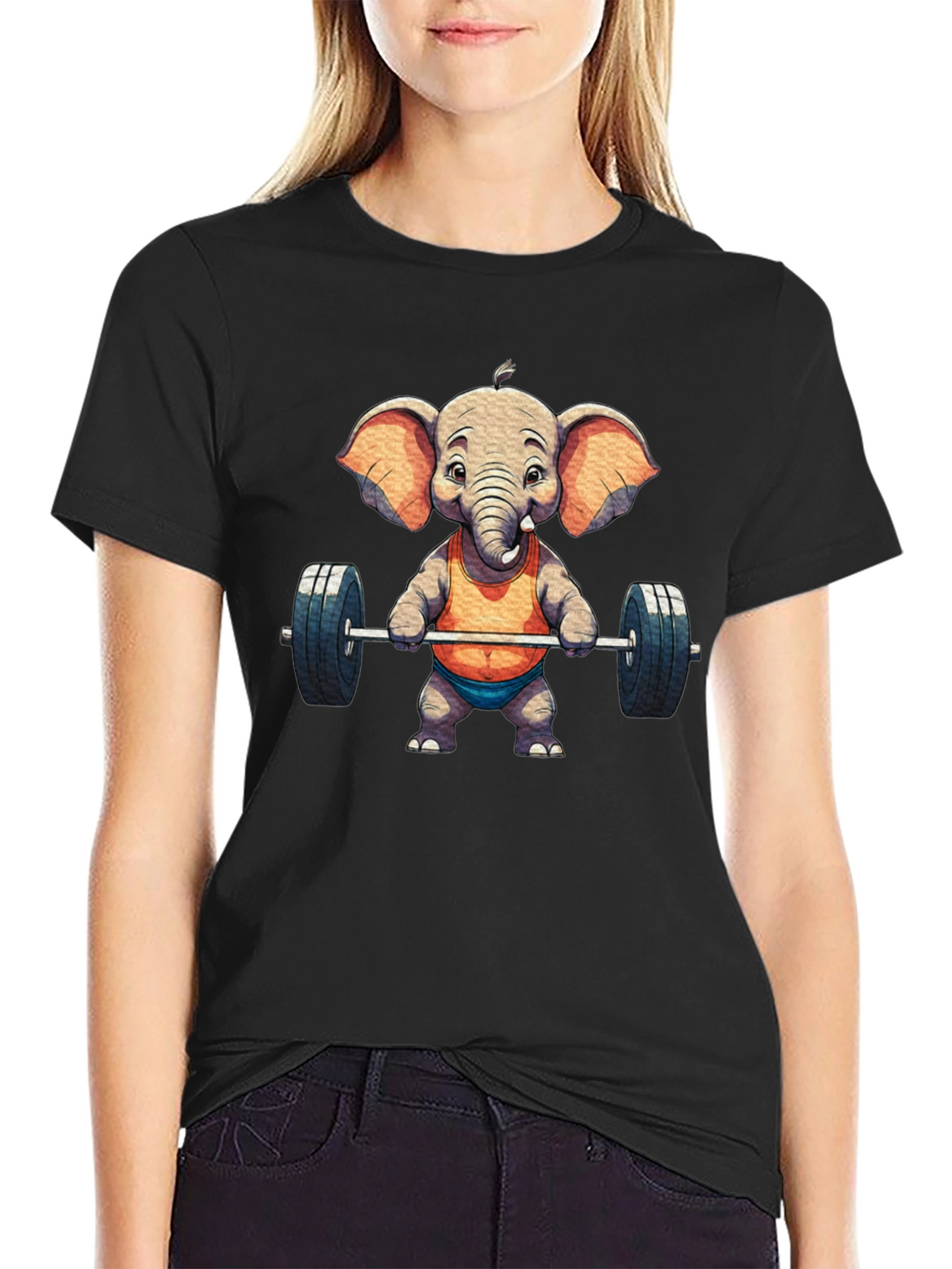 Elephant Weightlifter Graphic Tee