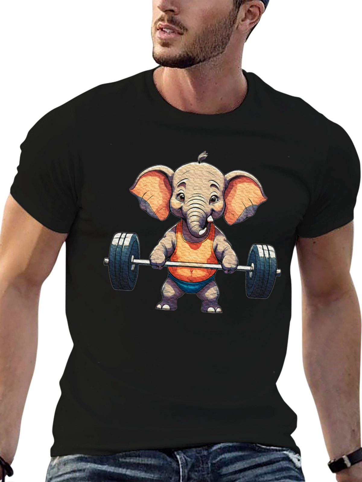 Elephant Weightlifter Graphic Tee