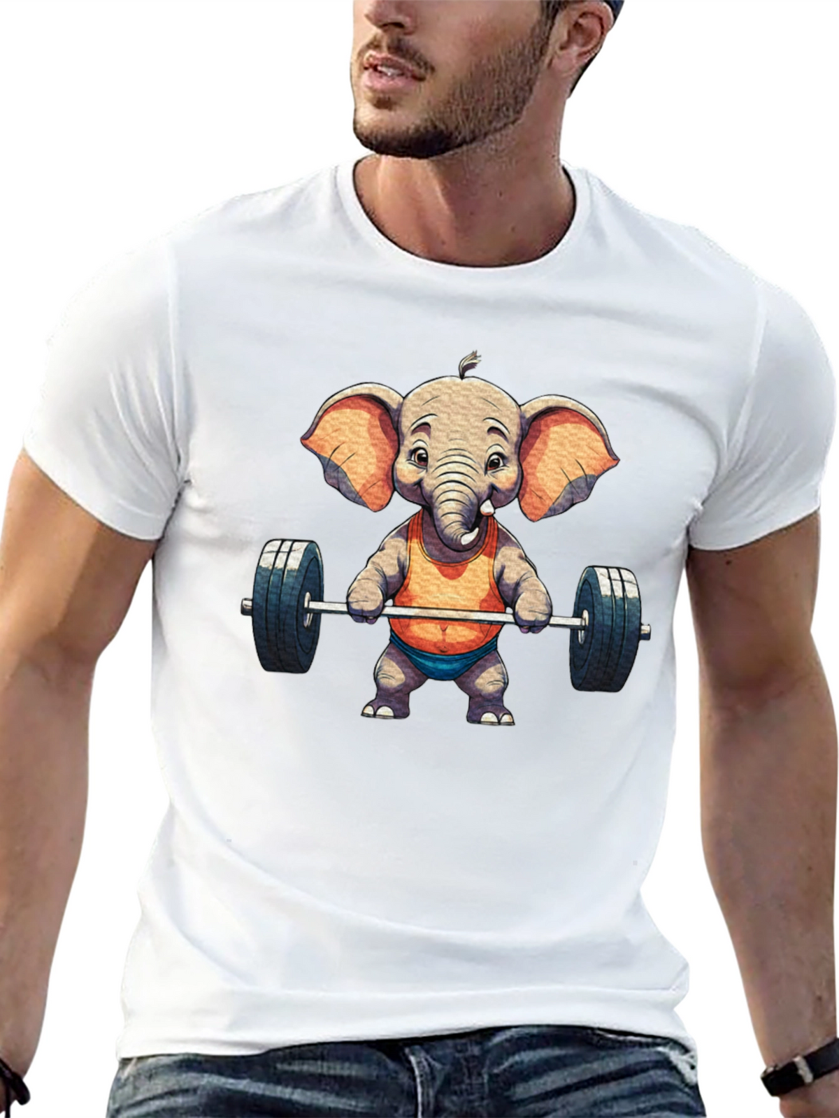 Elephant Weightlifter Graphic Tee