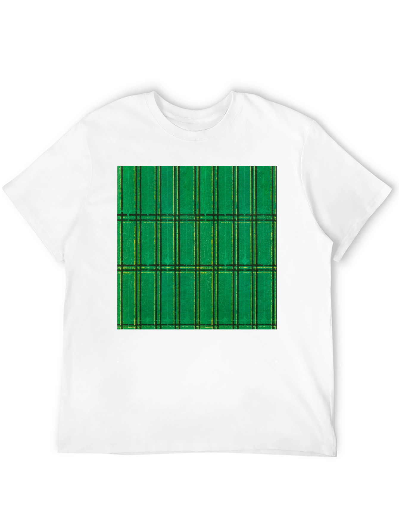 Green Plaid Graphic Tee - Modern Casual Style