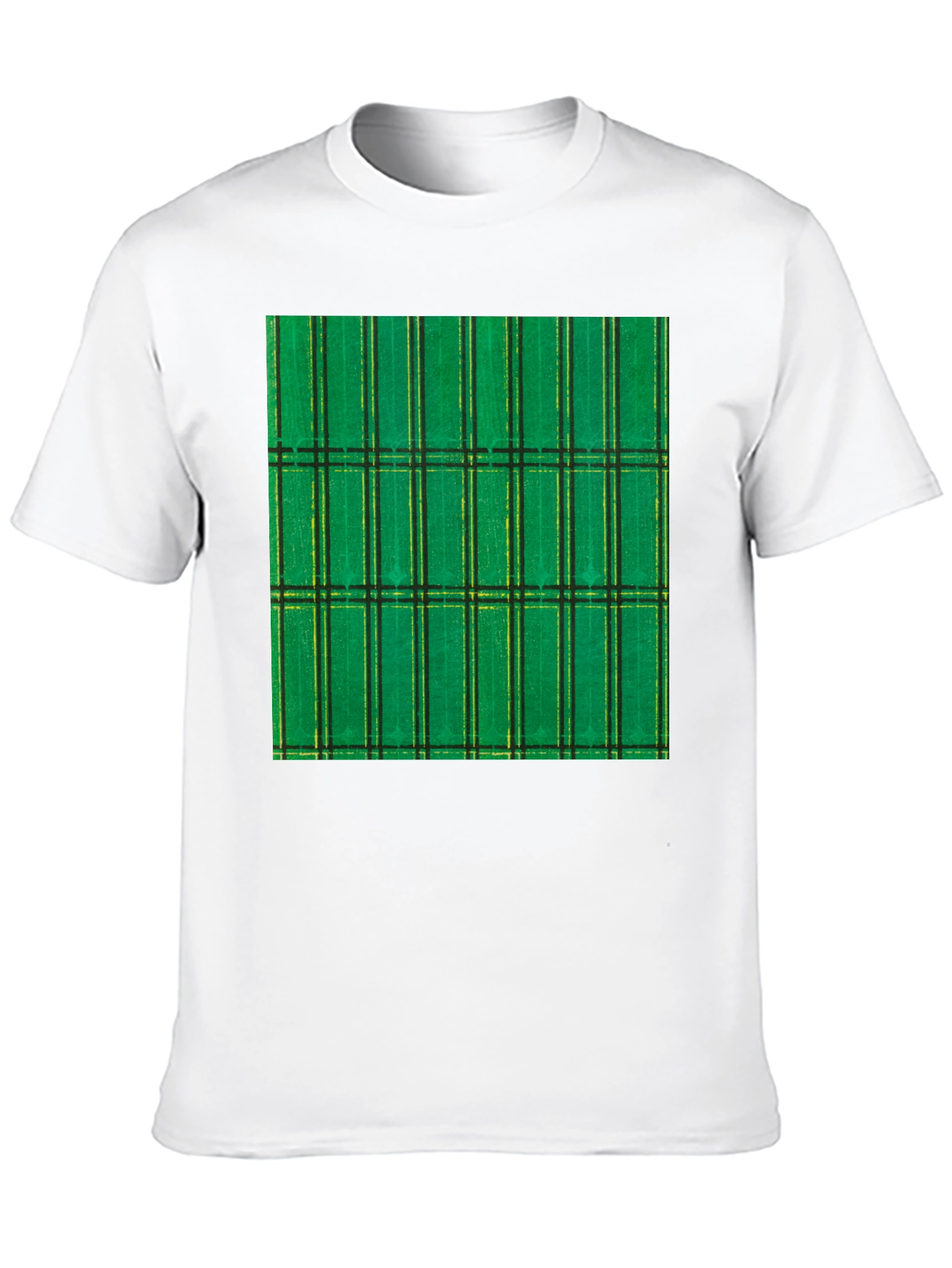 Green Plaid Graphic Tee - Modern Casual Style