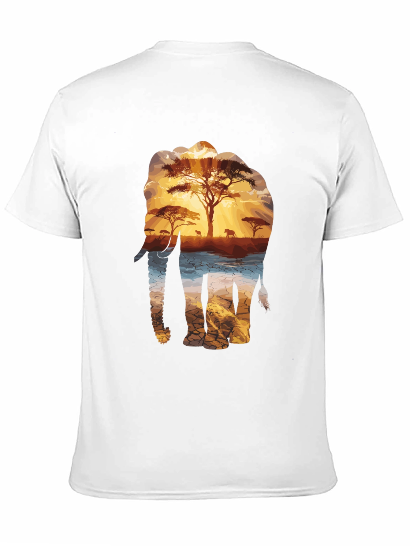 Elephant Sunset Graphic Tee - Nature Inspired Black T-Shirt